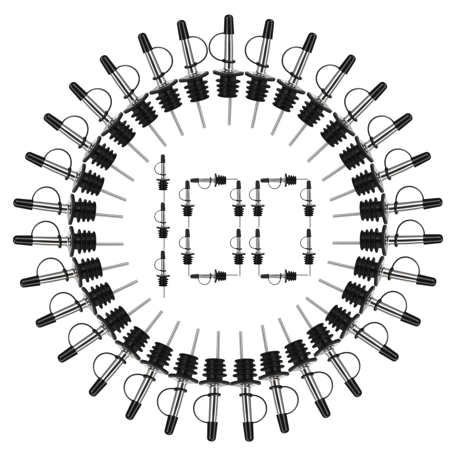 Paquete de 100 vertedores de licor acero inoxidable con tapa