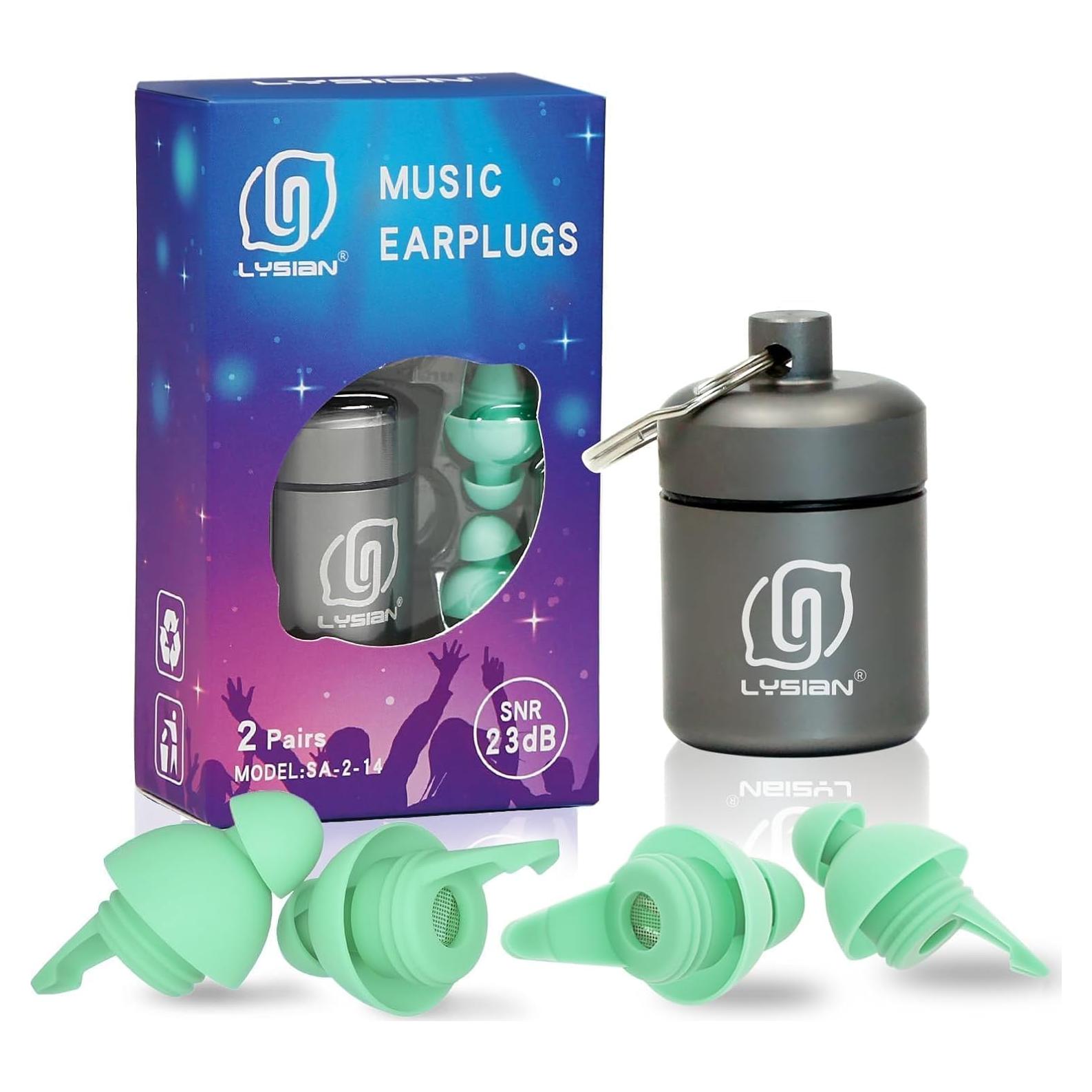 Tapones para oídos LYSIAN alta fidelidad 23dB reutilizables