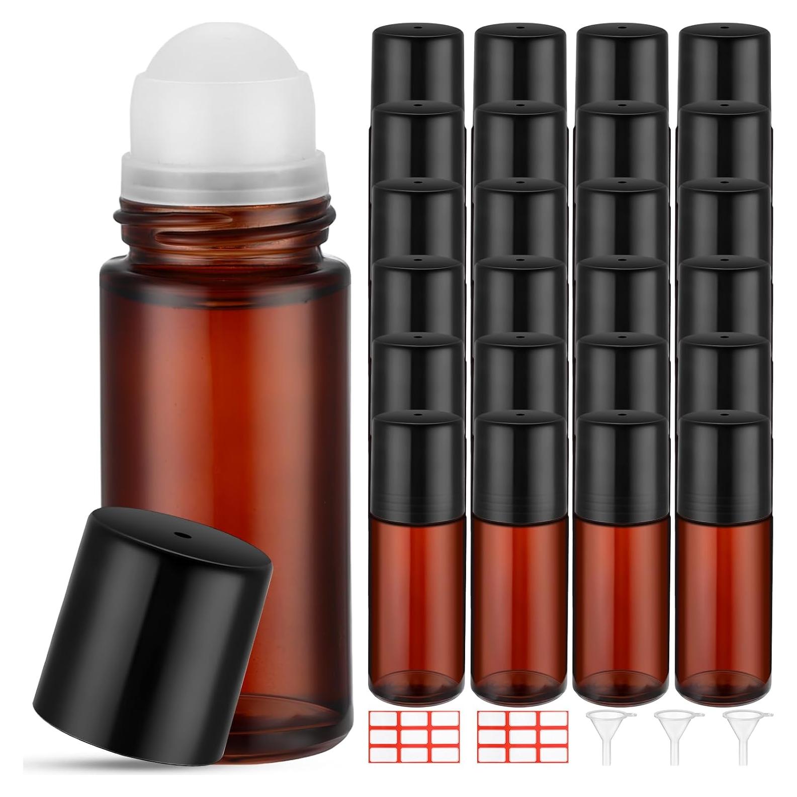 Set 24 Botellas de Vidrio Marrón 30ml con Rodillo Sumind