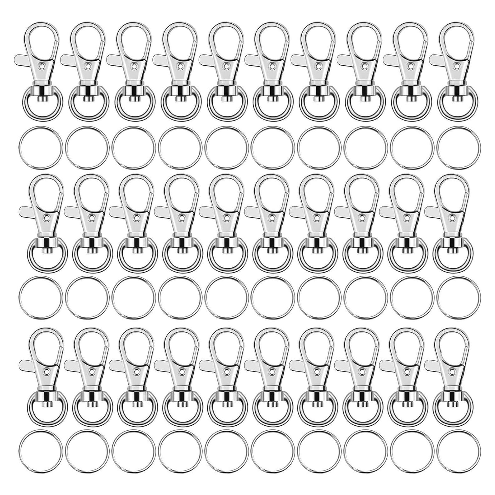 Ganchos giratorios para llaveros Anezus 100 piezas metal plata