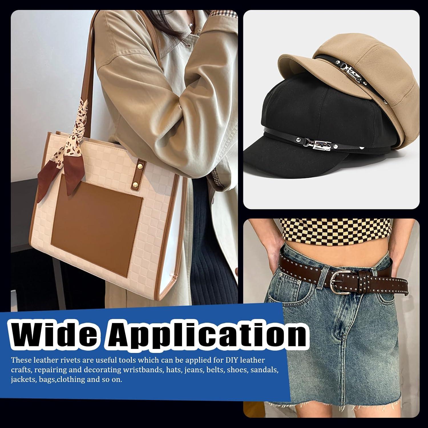 Kit de Remaches de Cuero Glarks 180 Piezas 4 Colores 3 Tamaños