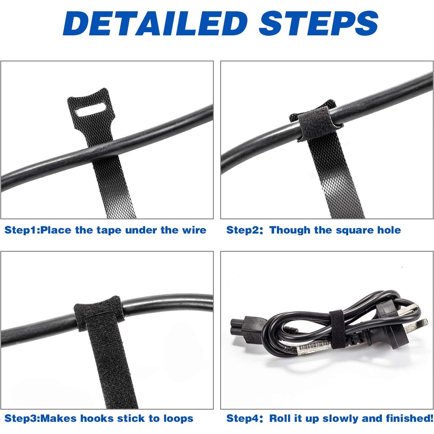 Bridas Reutilizables OneLeaf 80PCS 15,24cm Negras