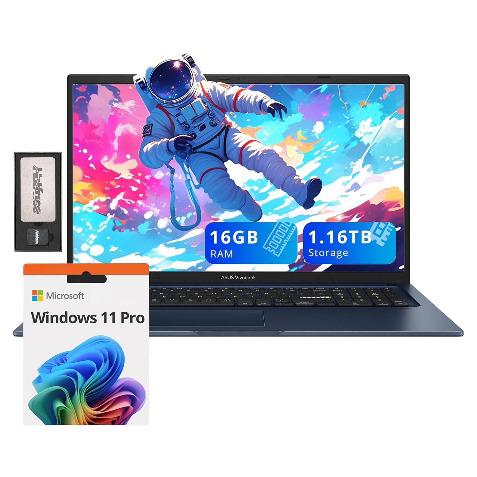 Laptop ASUS Vivobook 17.3" FHD, Intel i3-1215U, 16GB RAM, 1.16TB