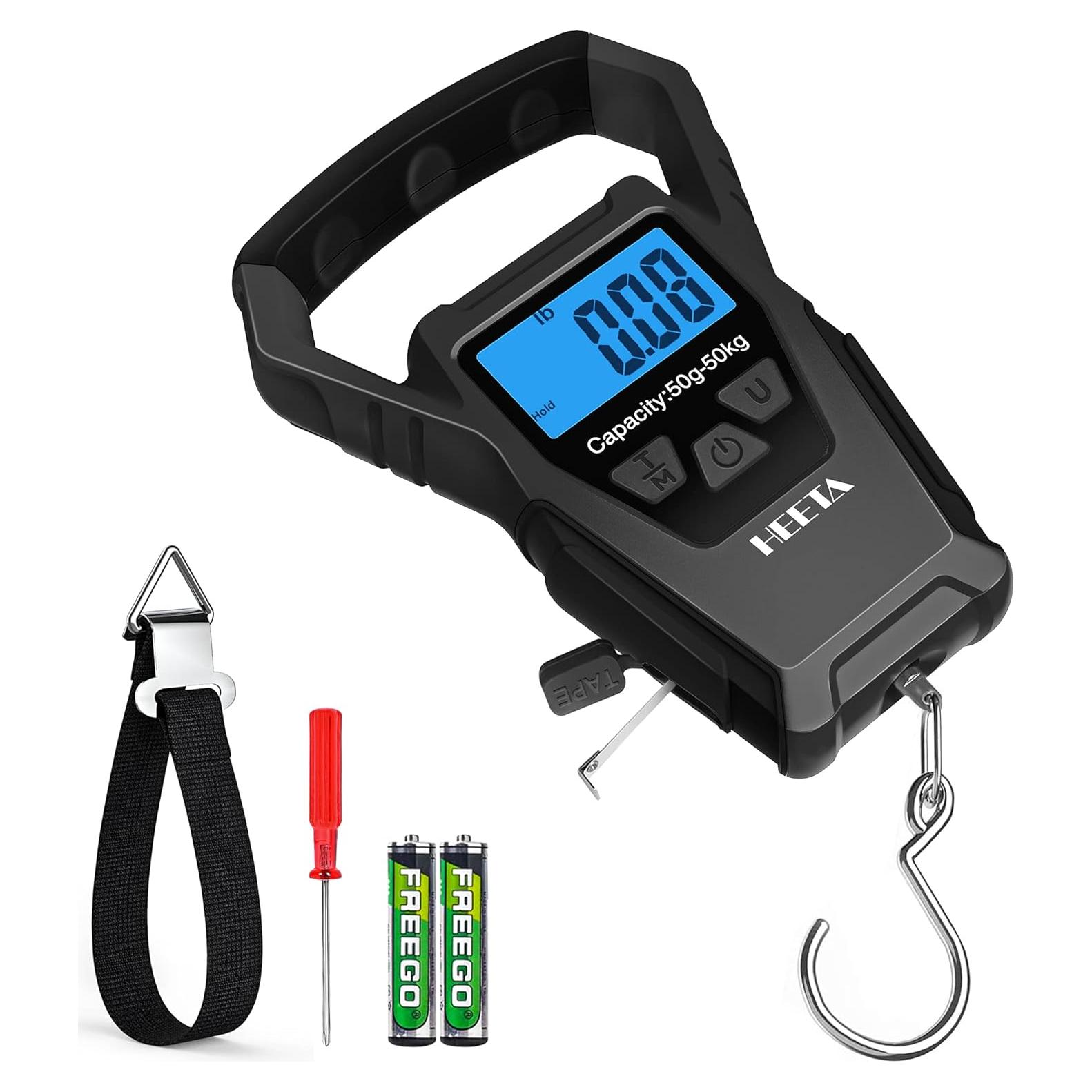 Balanza de Pescado Digital HEETA Impermeable 50kg con Cinta Métrica