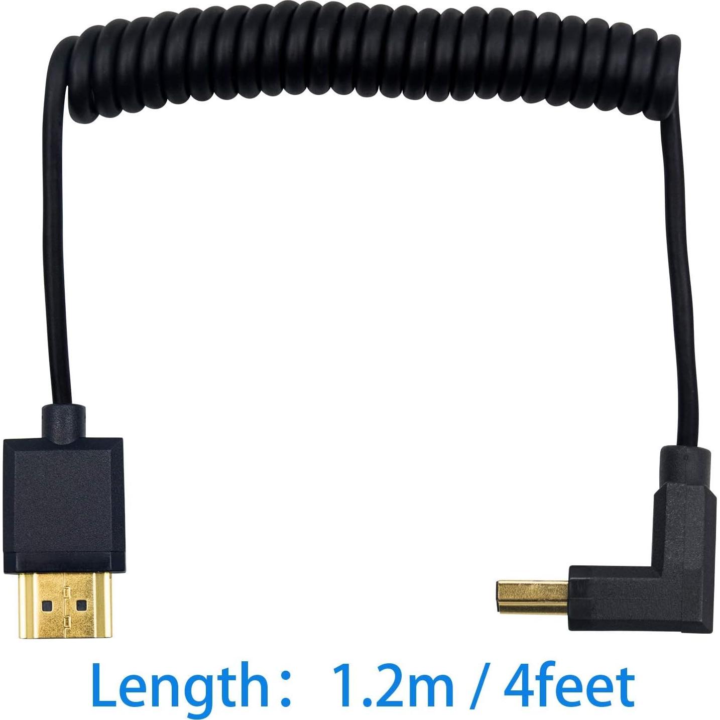 Cable HDMI Enrollado Duttek 1.2M 90 Grados Macho a Macho 4K