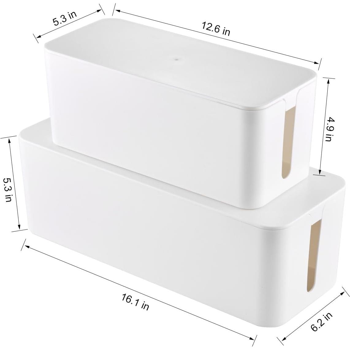 Caja Organizadora de Cables TuweChen Set de 2 Blancas