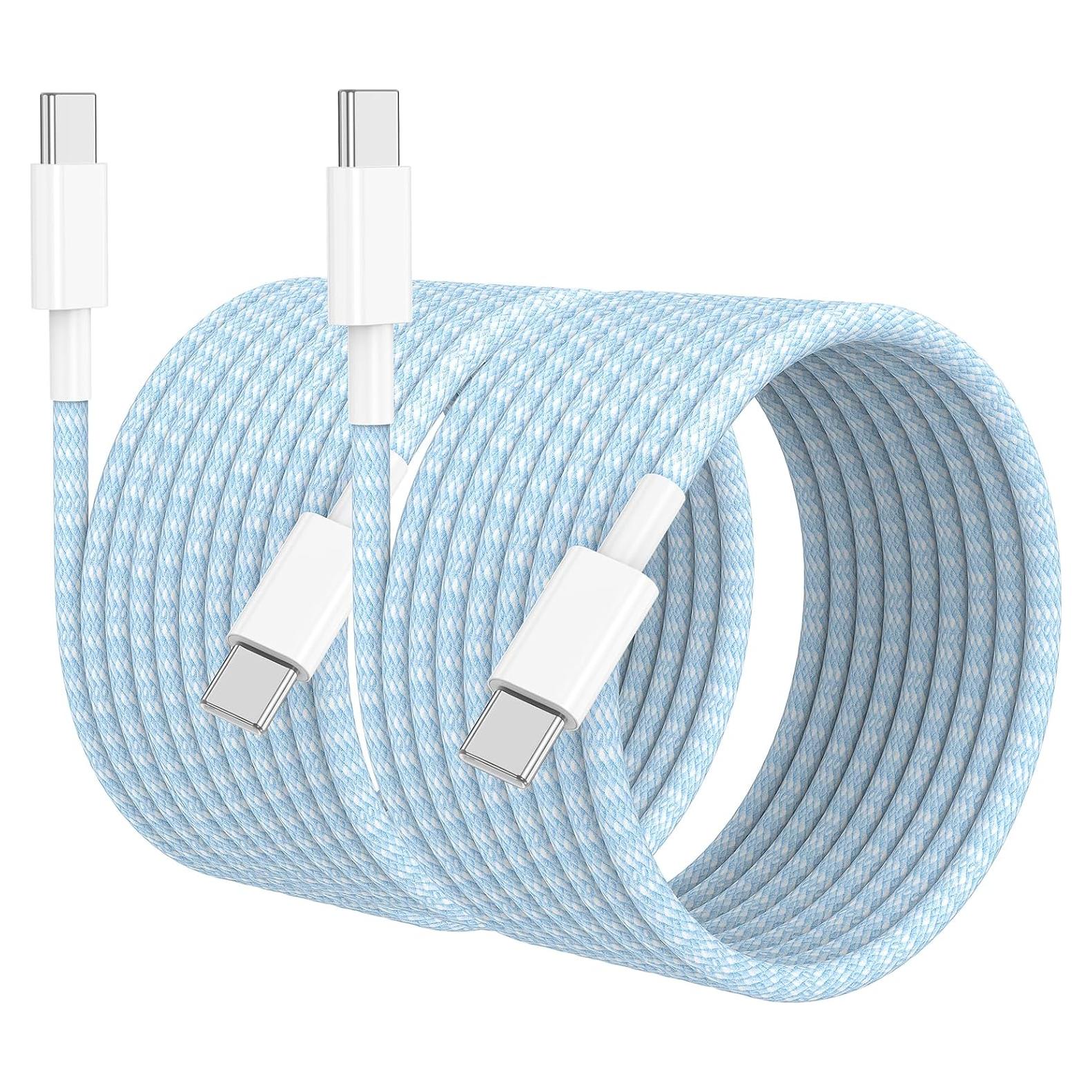 Cable USB C a C 10 pies Cabepow Carga Rápida Azul