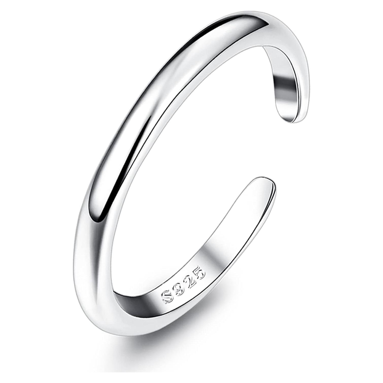 Anillo de Dedo de Plata Esterlina Fiasaso Ajustable Oro 14K