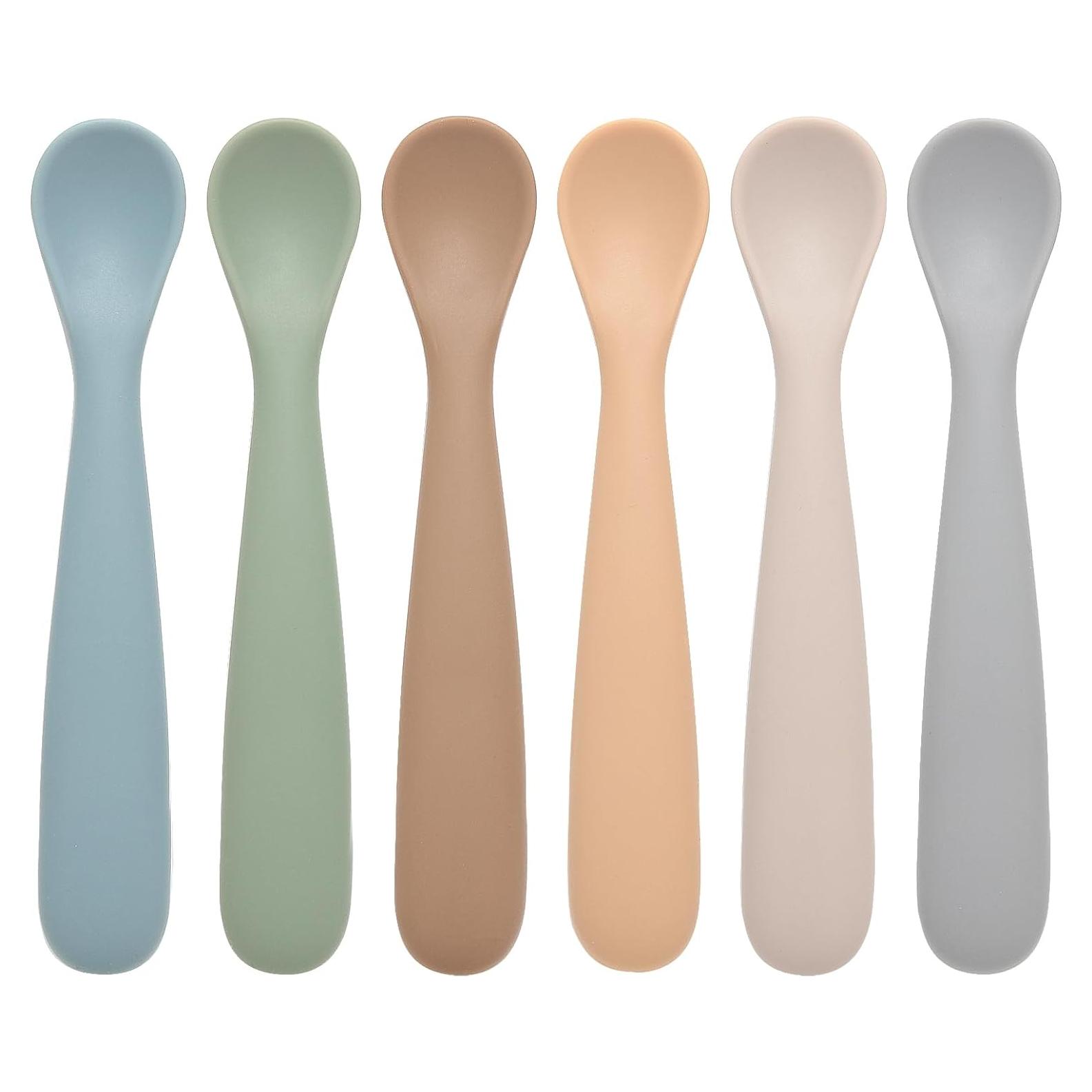 Cucharas de Silicona para Bebé Eascrozn - 6 Piezas, Apta para Lavavajillas