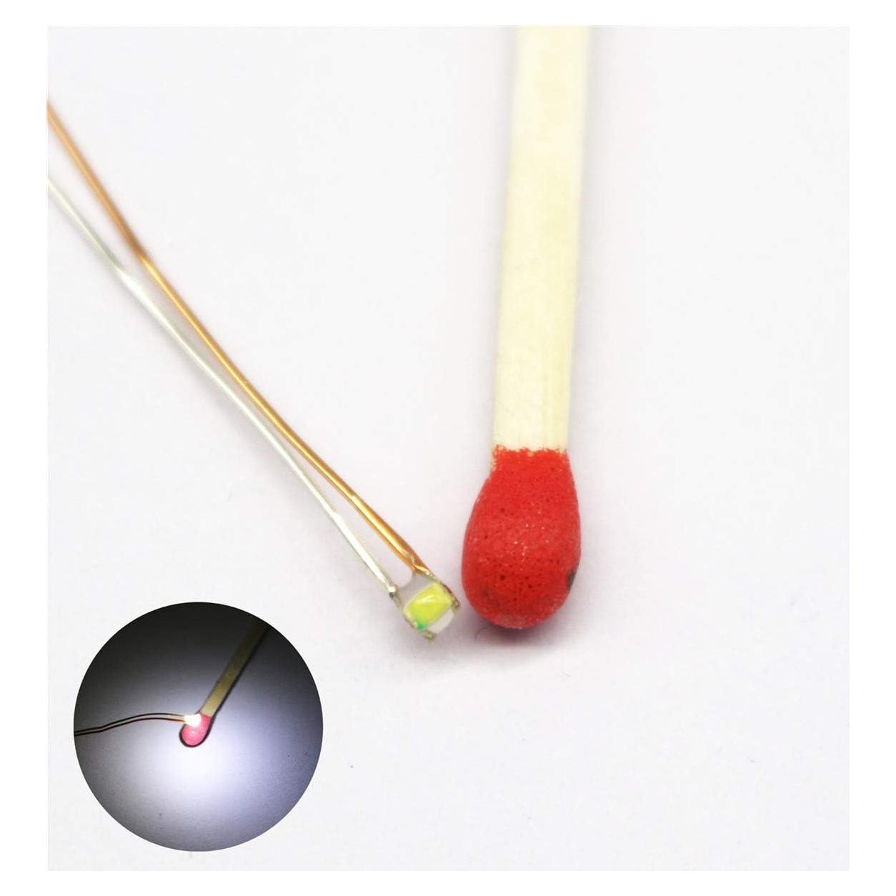 25 LEDs SMD Pre-cableados Bowerful 0603 Blanco 10cm con Resistores