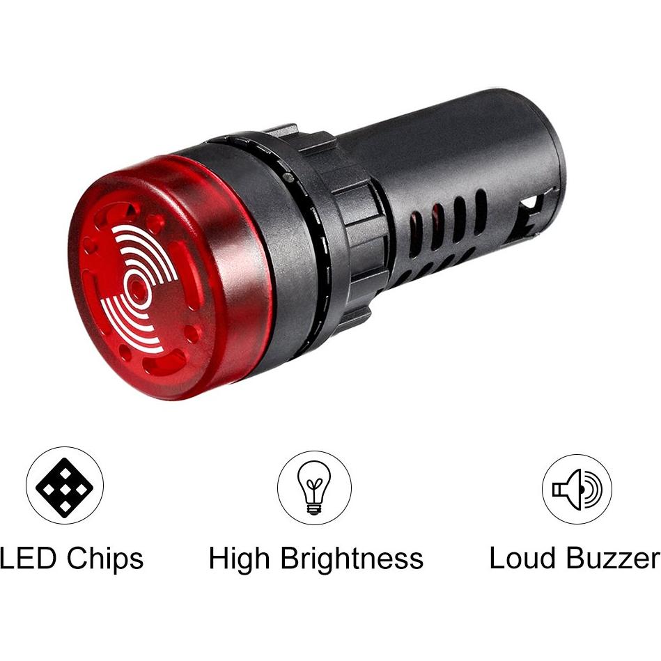 Luces Indicadoras LED Rojas con Buzzer uxcell 12V 22mm