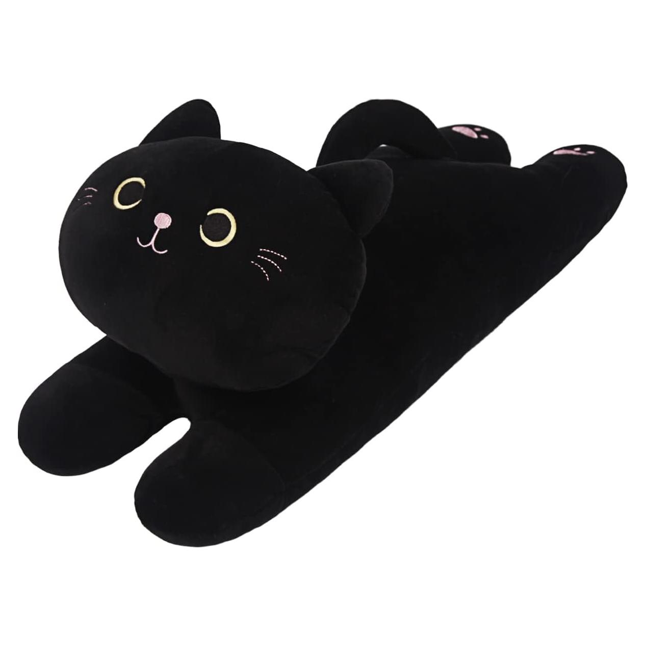 Almohada de Gato de Peluche ARELUX Negra 25.4x12.7 cm