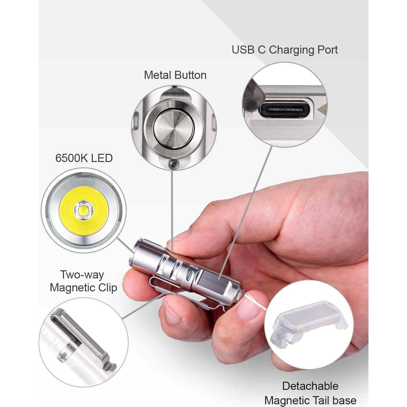 Linterna de Llavero RovyVon A2-G4 Recargable USB C 650 Lúmenes