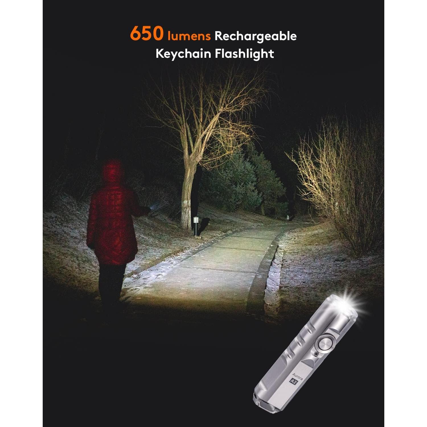 Linterna de Llavero RovyVon A2-G4 Recargable USB C 650 Lúmenes