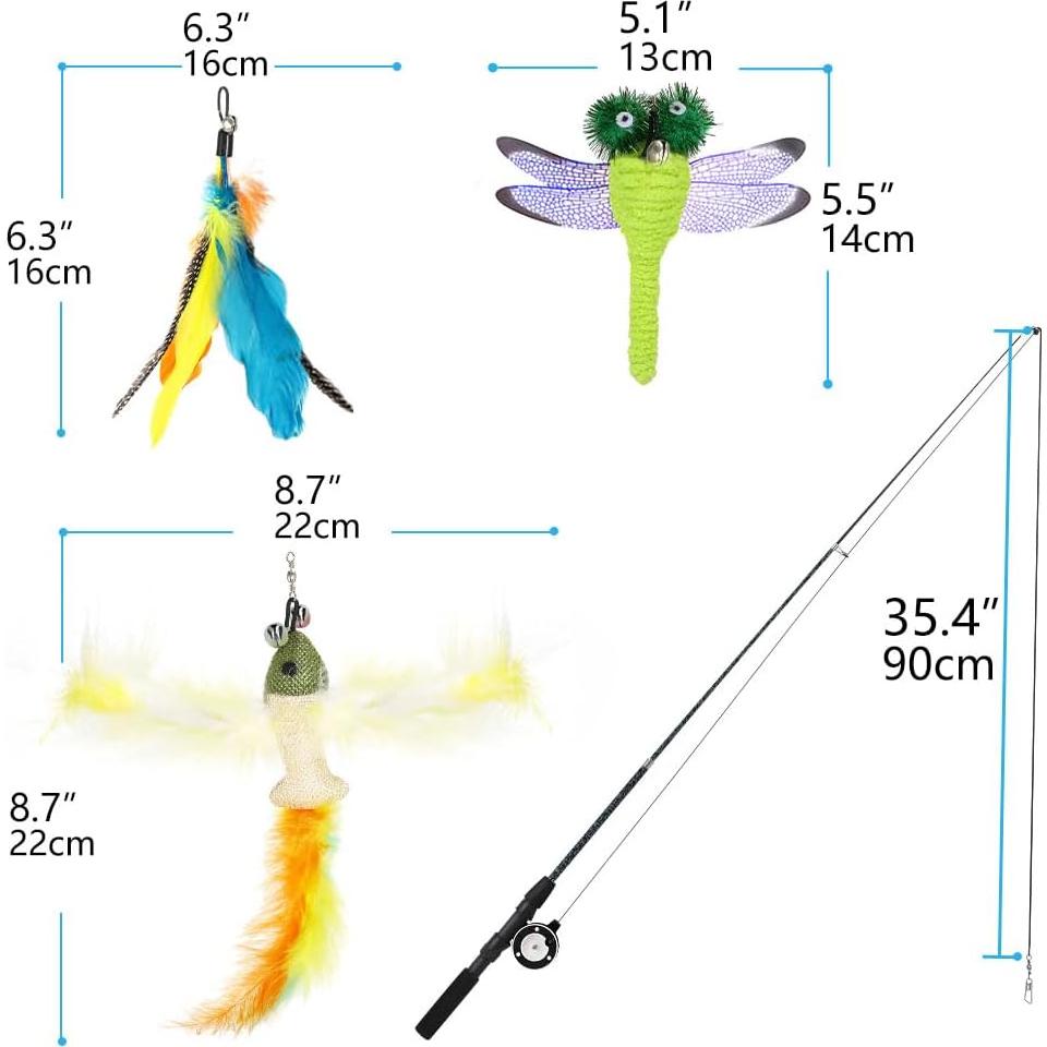 Juguete Interactivo para Gatos Pawaboo - Varita Telescópica con Plumas