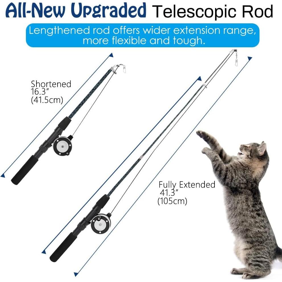 Juguete Interactivo para Gatos Pawaboo - Varita Telescópica con Plumas