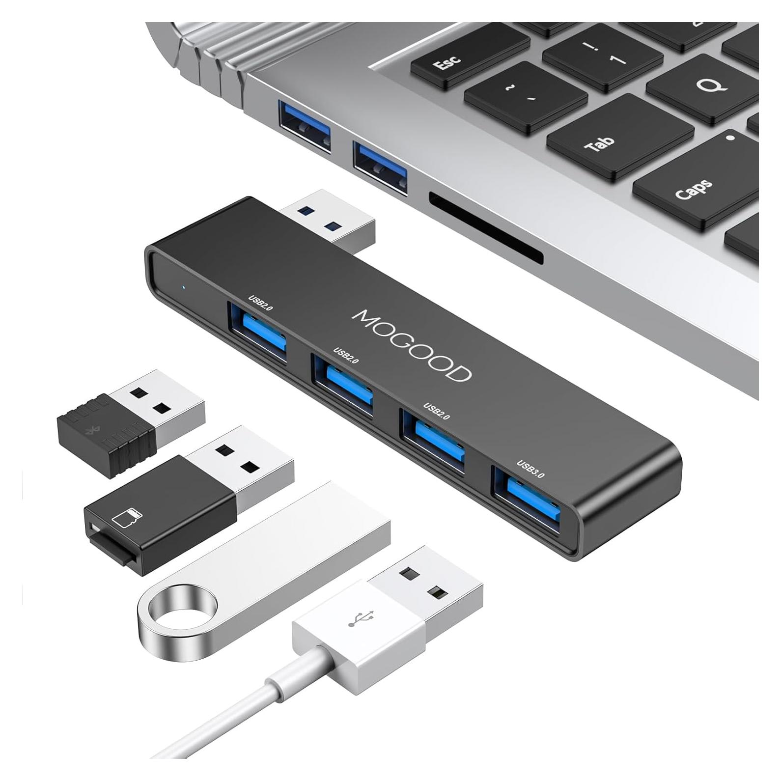 Hub USB 3.0 MOGOOD 4 Puertos Adaptador Multiport Negro