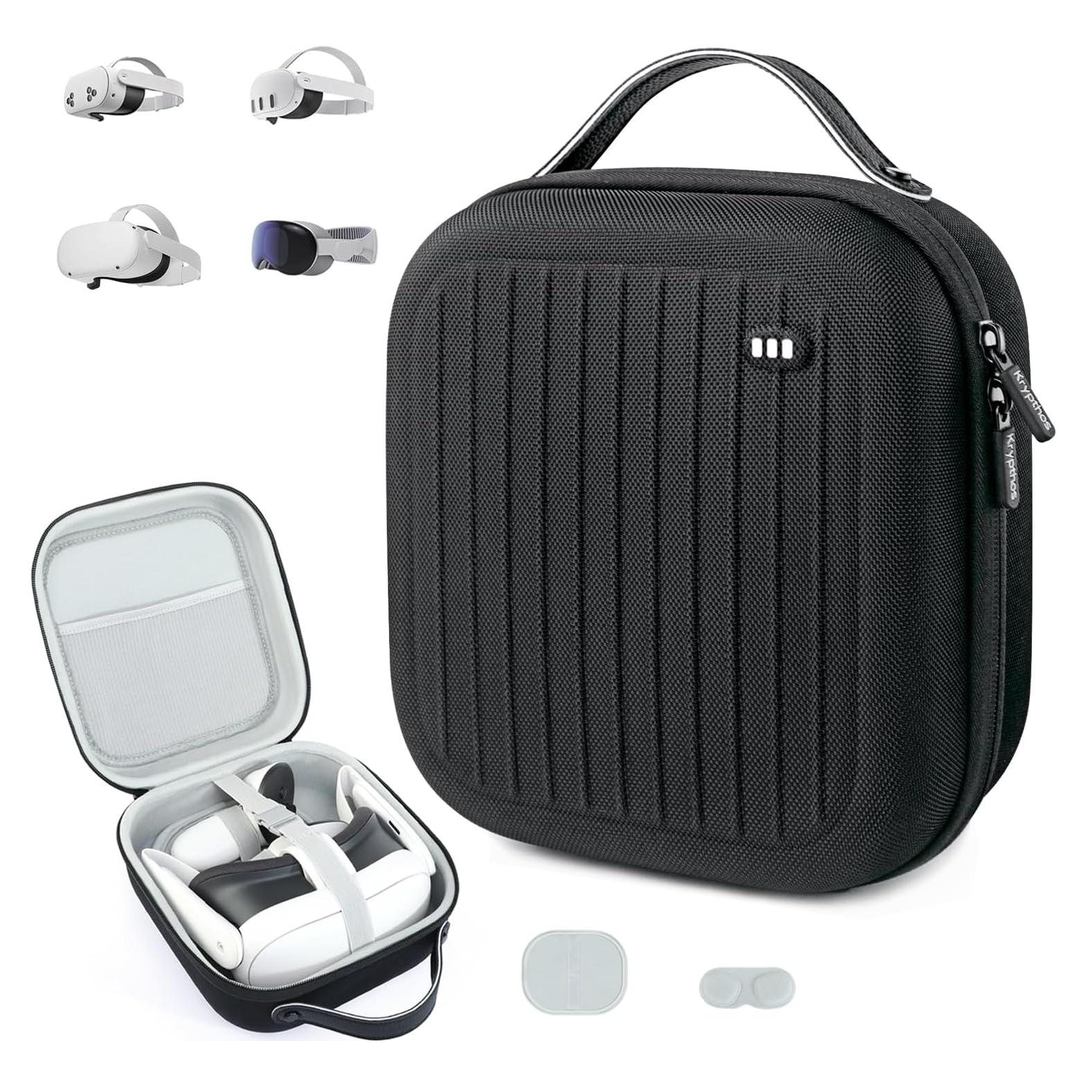 Funda Dura Krypthos para Meta Quest 3S/3/2 y Vision Pro - Negro