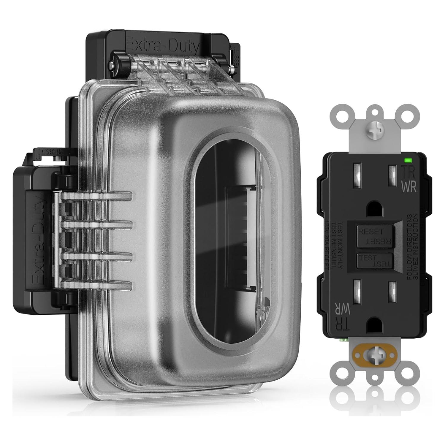 Toma de Corriente GFCI Exterior ELEGRP 15A con Cubierta Resistente