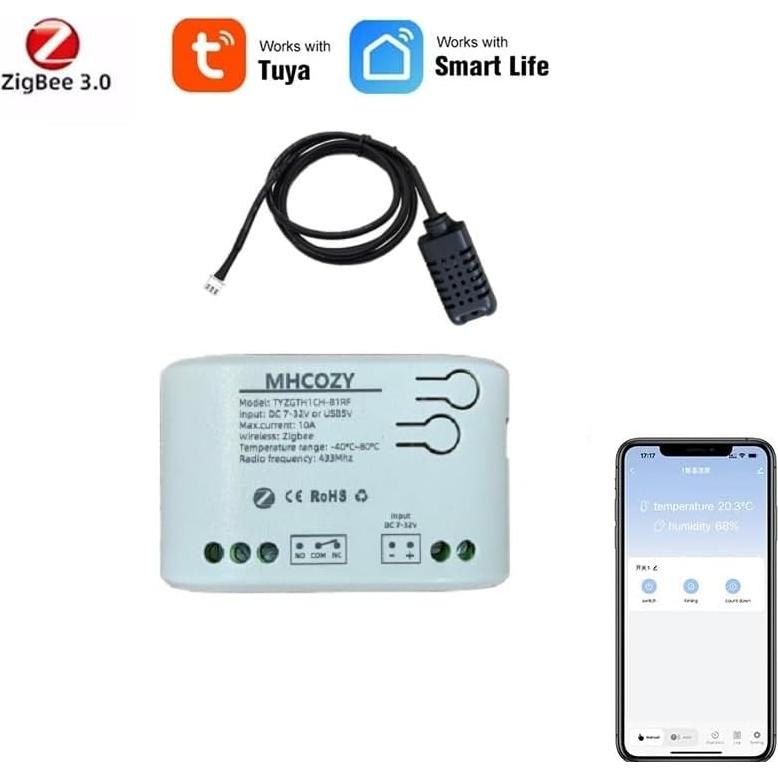 Controlador de Temperatura y Humedad Zigbee MHCOZY 10A