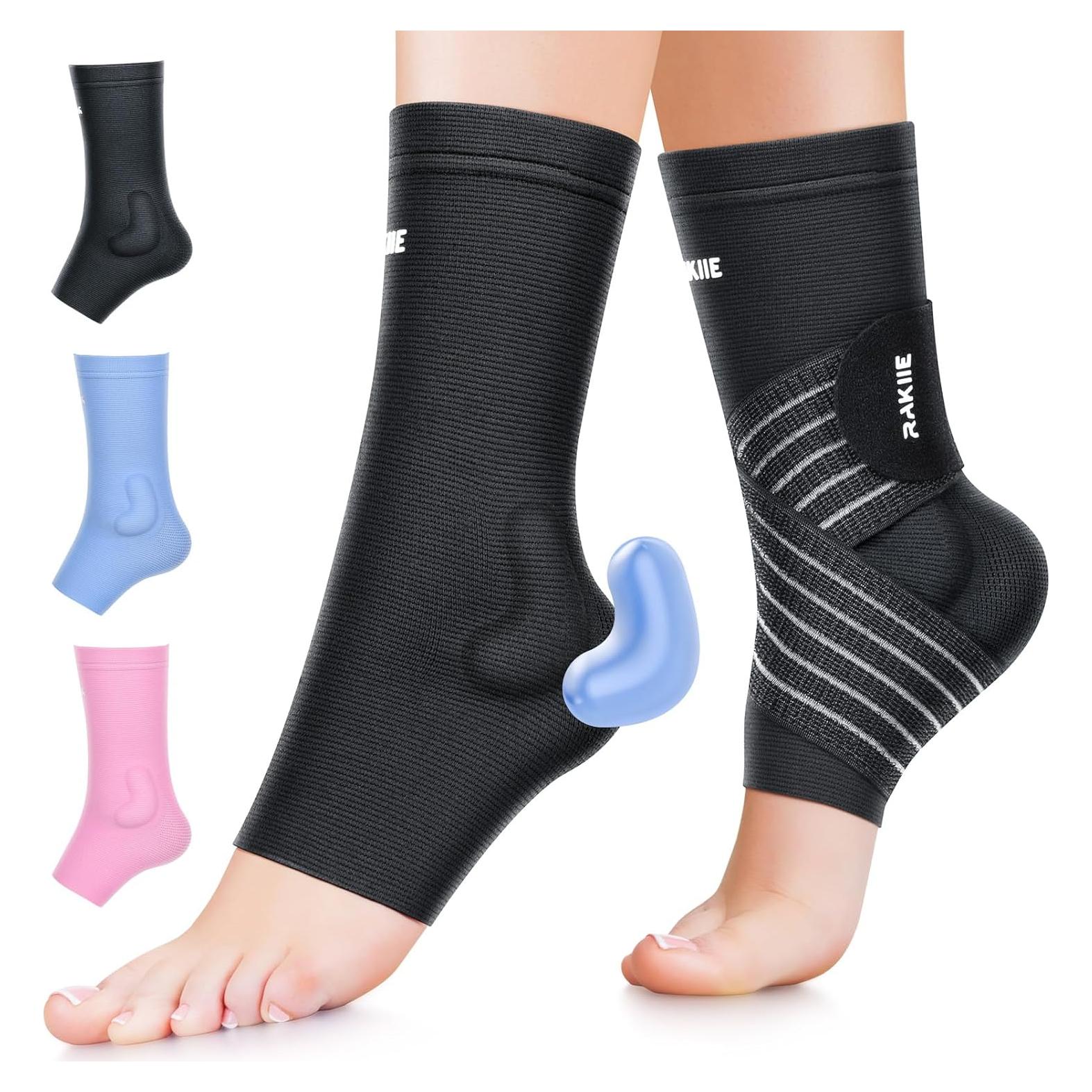 Soporte de Tobillo Rakiie con Almohadilla de Silicona, Negro S