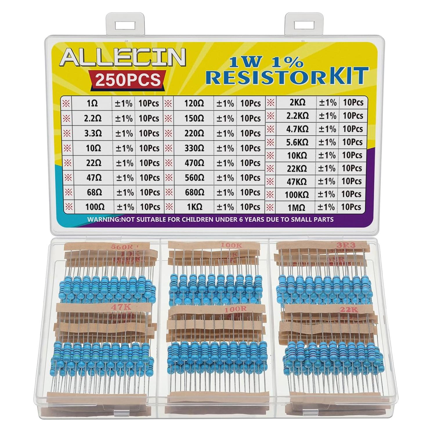 Kit de Resistencias de Película Metálica ALLECIN 25 Valores 1W
