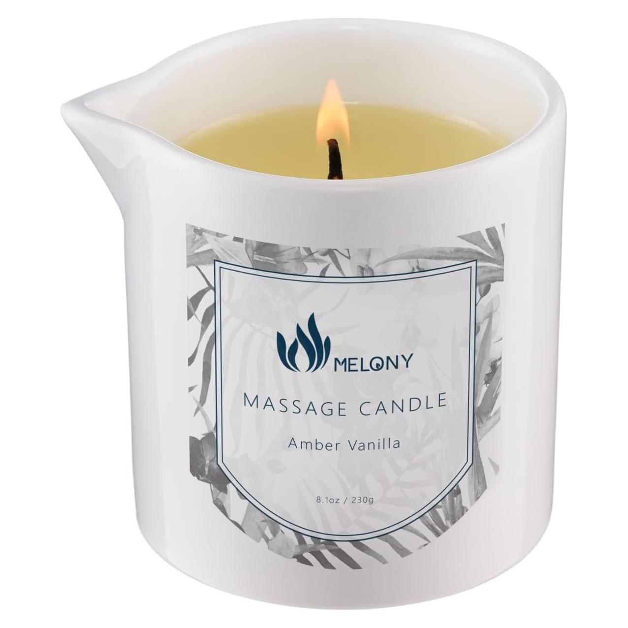 Vela de Aceite de Masaje MELONY 230 g Soja Natural Vainilla Ámbar