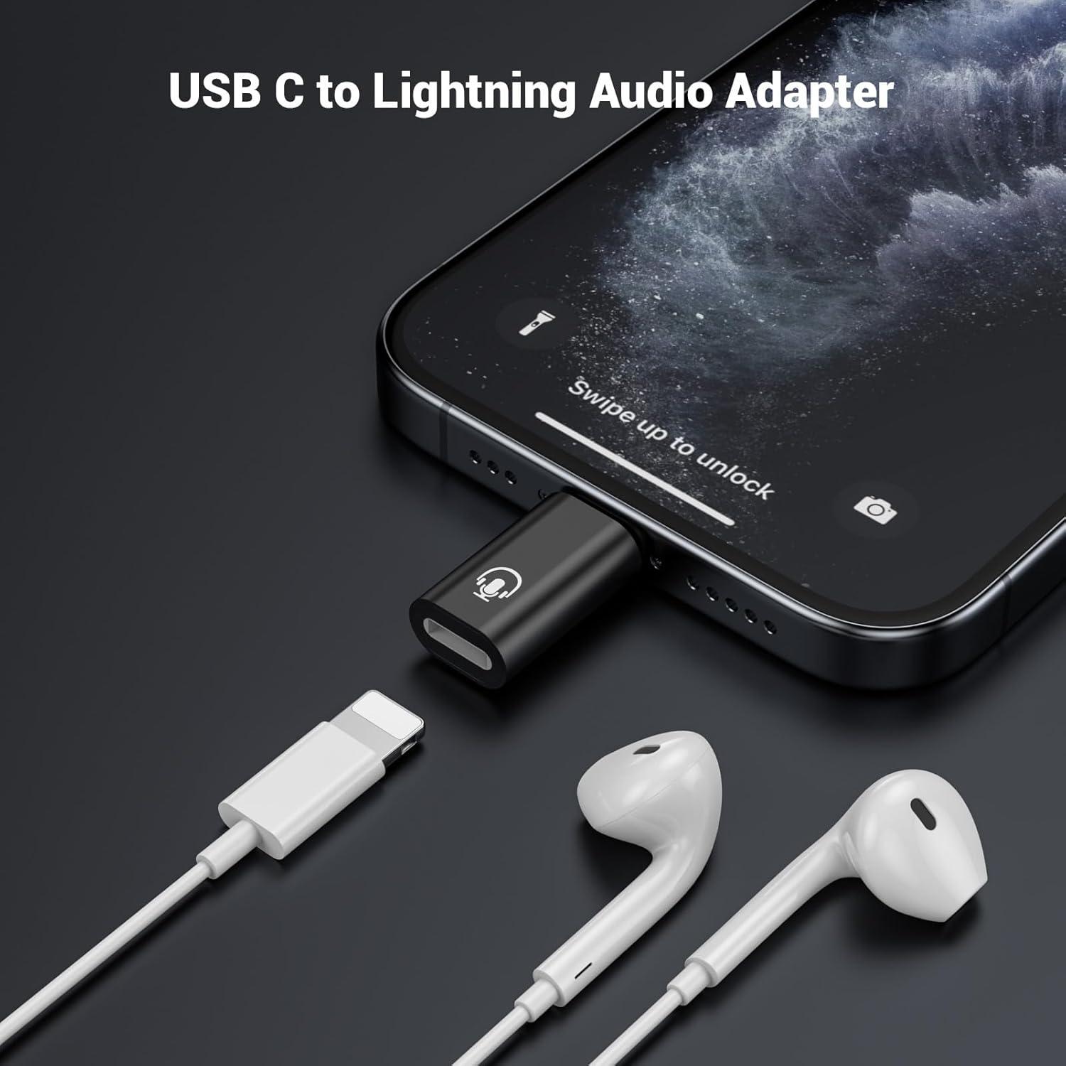 Adaptador USB C a Lightning Fidioto para iPhone 16 - Negro