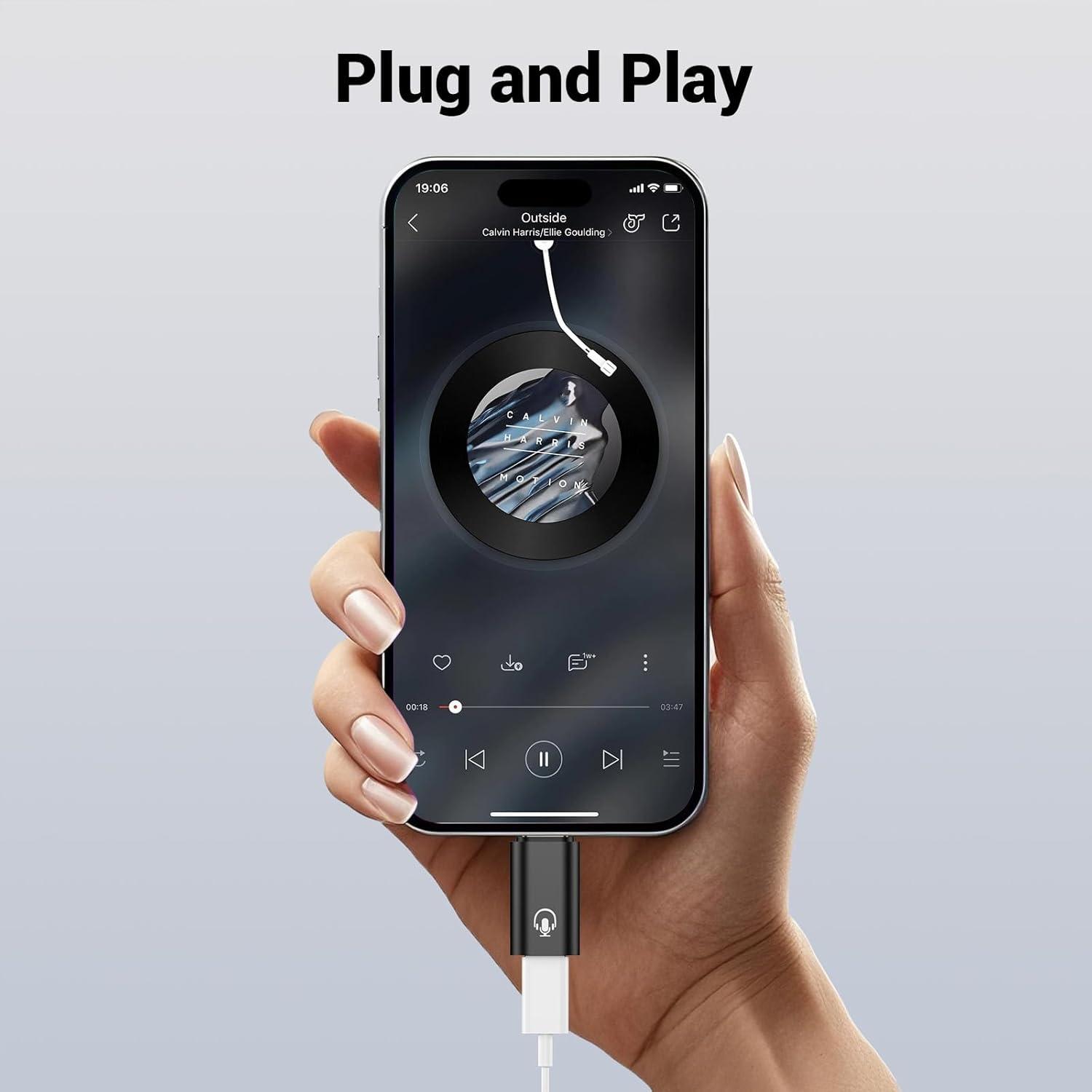 Adaptador USB C a Lightning Fidioto para iPhone 16 - Negro