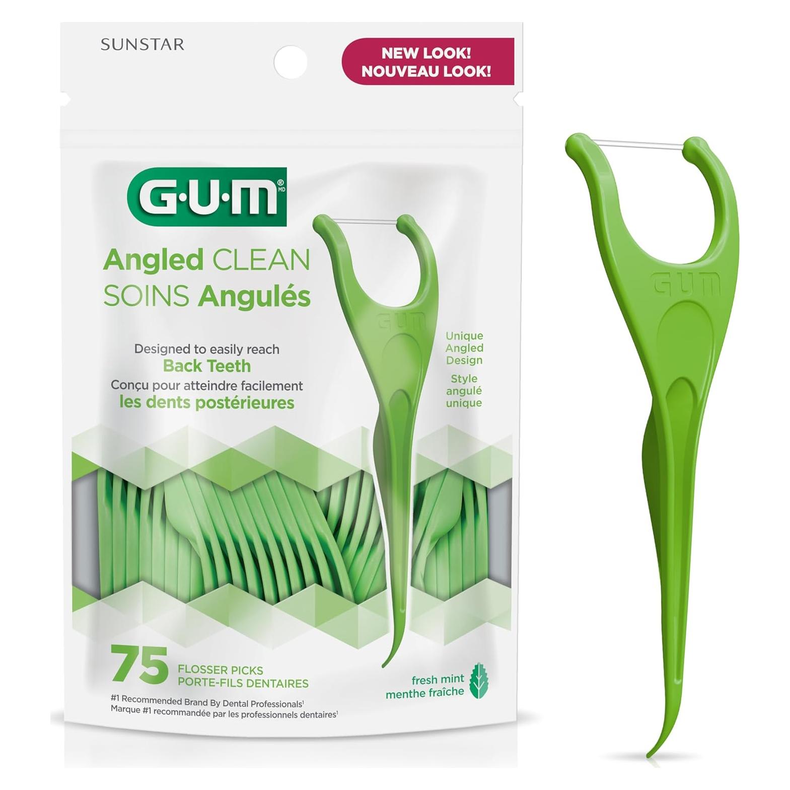 Palillos de Hilo Dental GUM Angulados 75 Unidades Sabor Menta