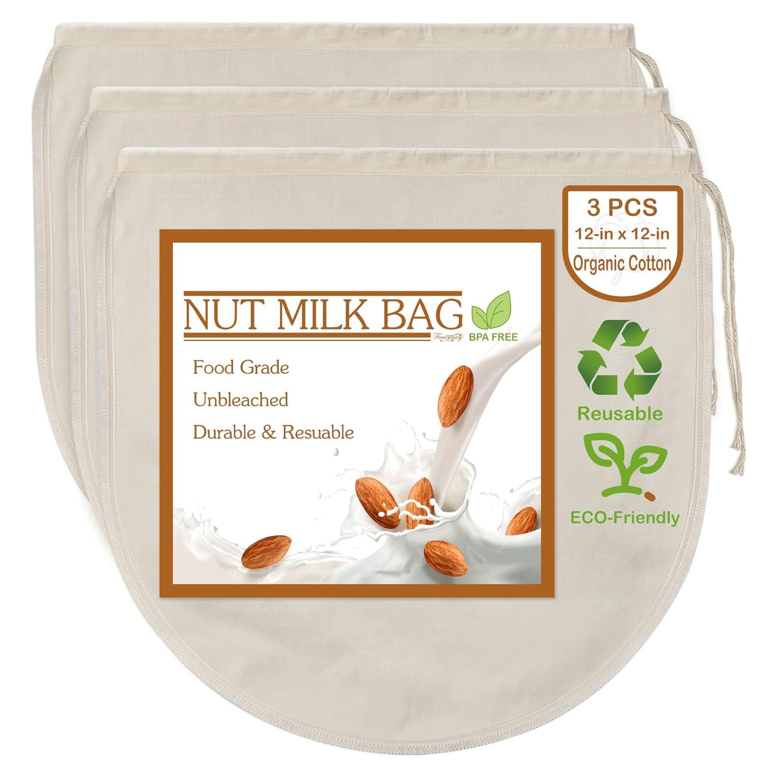 Bolsas de Leche de Nueces Fancymay 3 PCS 30.48x30.48cm Algodón