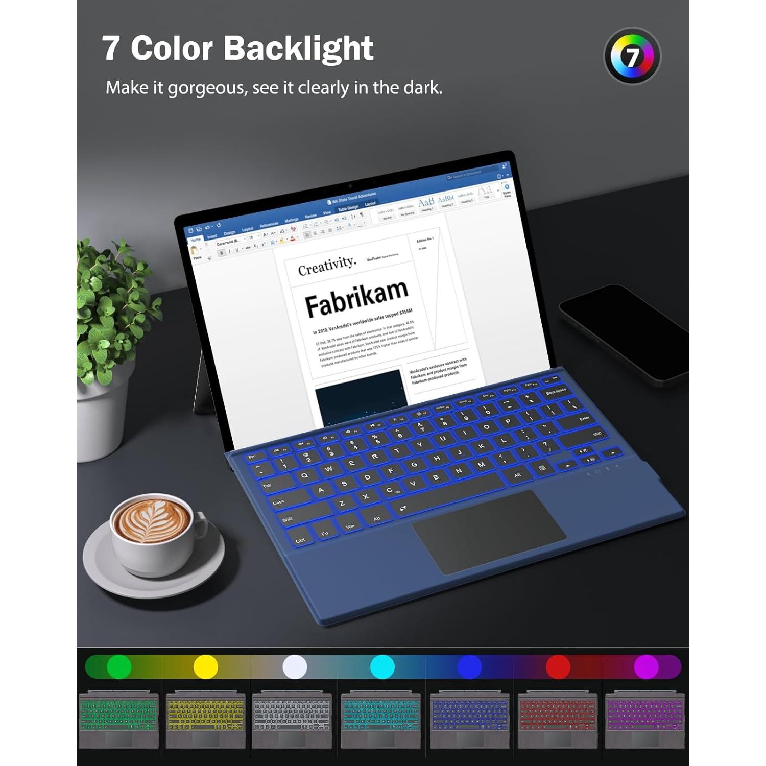 Teclado Inalámbrico MoKo para Microsoft Surface Pro 7 Plus