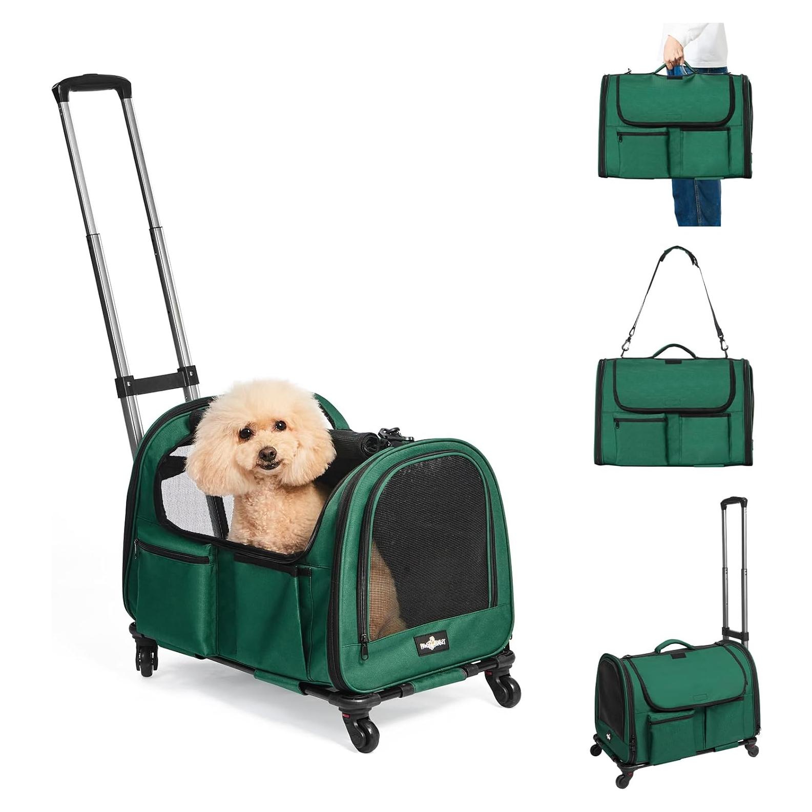 Transportín Grande PAW BALLET Verde Oscuro para 2 Gatos