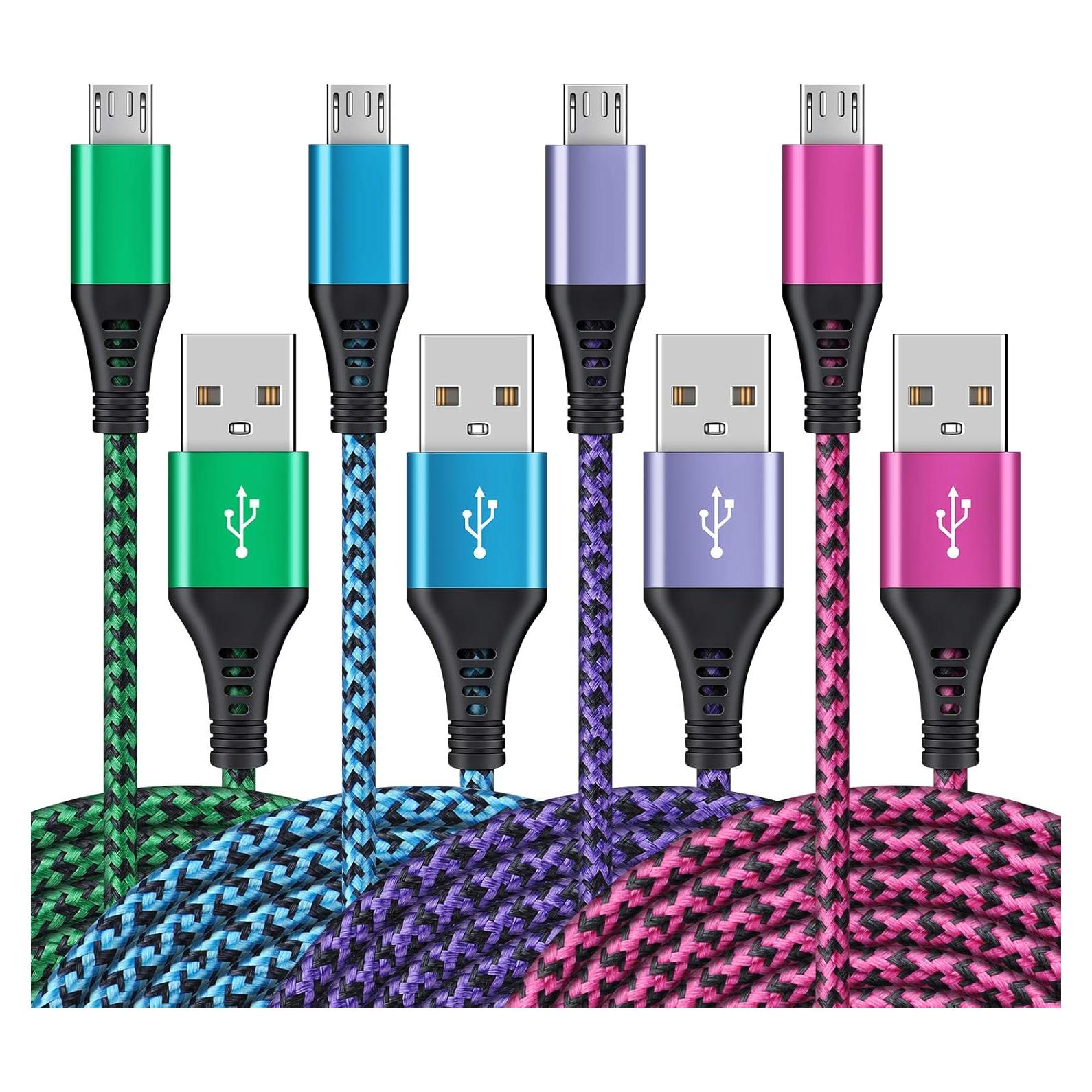 Cables Micro USB Trenzados AILKIN 4Pack 1.83m Carga Rápida