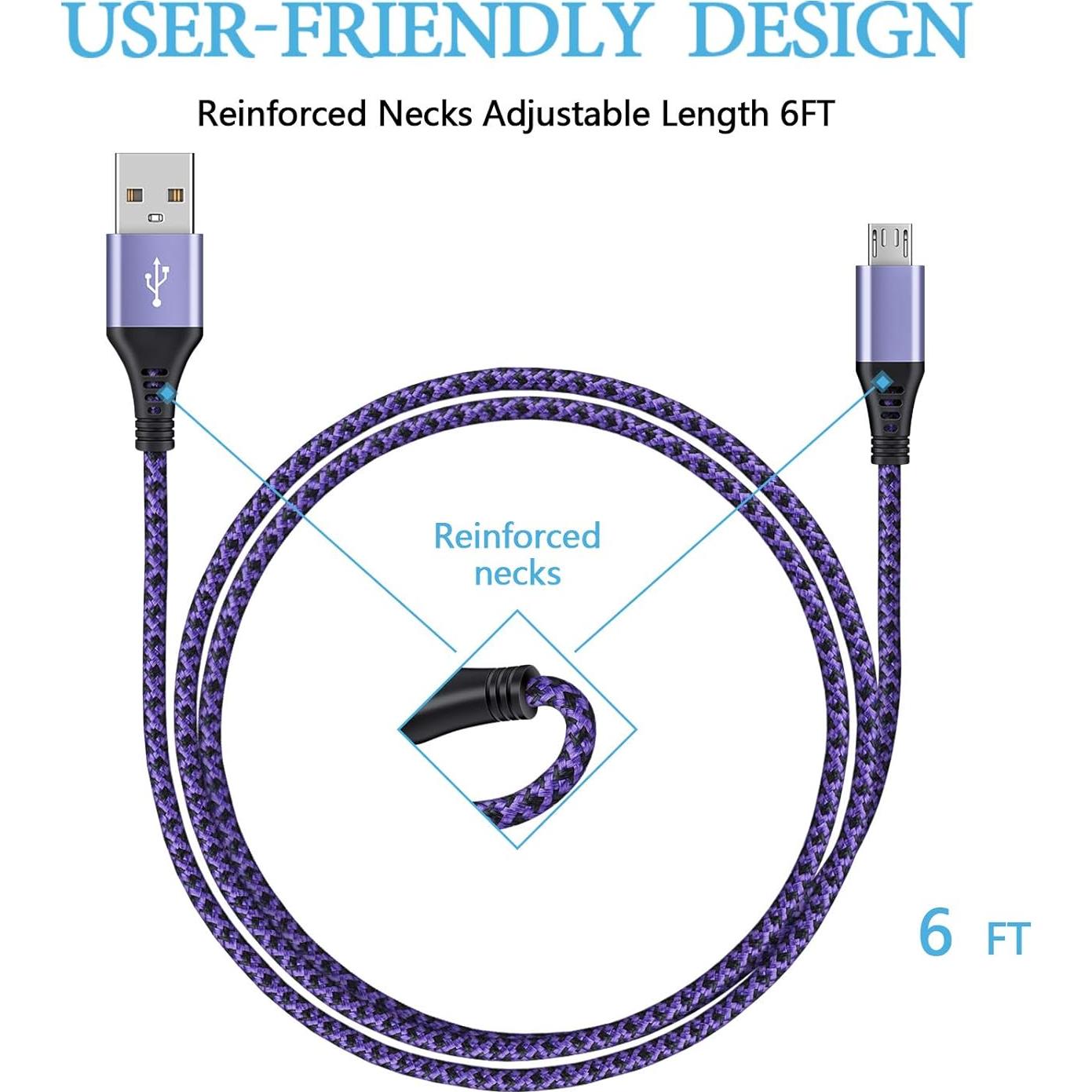 Cables Micro USB Trenzados AILKIN 4Pack 1.83m Carga Rápida