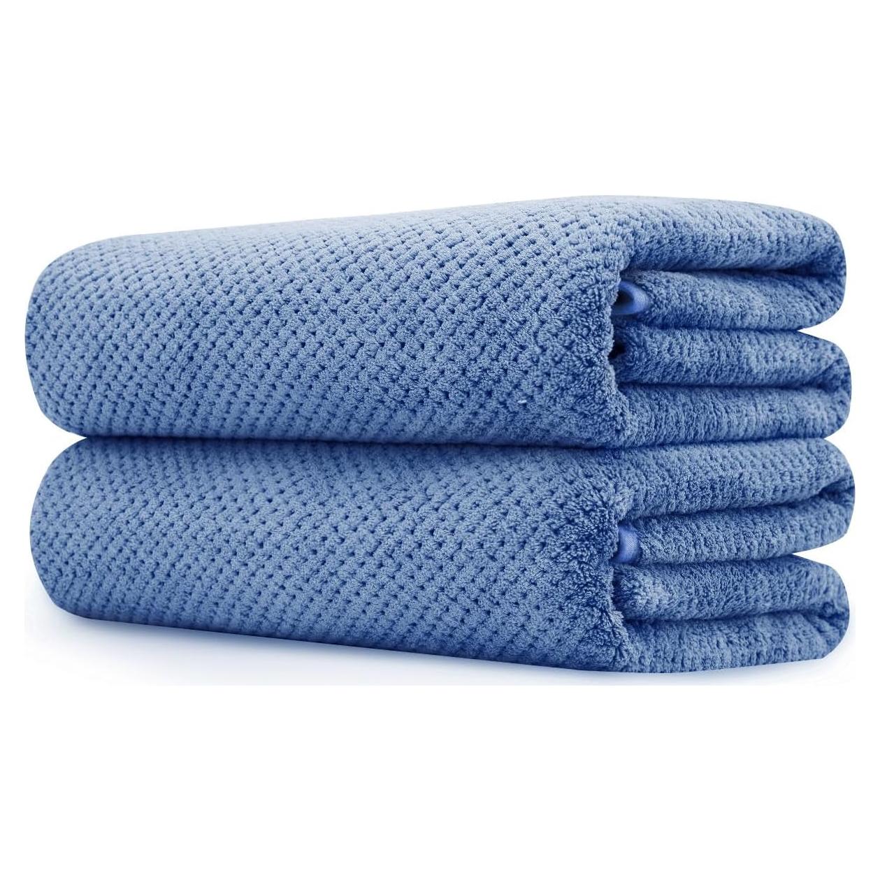 Juego de Toallas de Baño Jumbo 2 Piezas Microfibra Azul