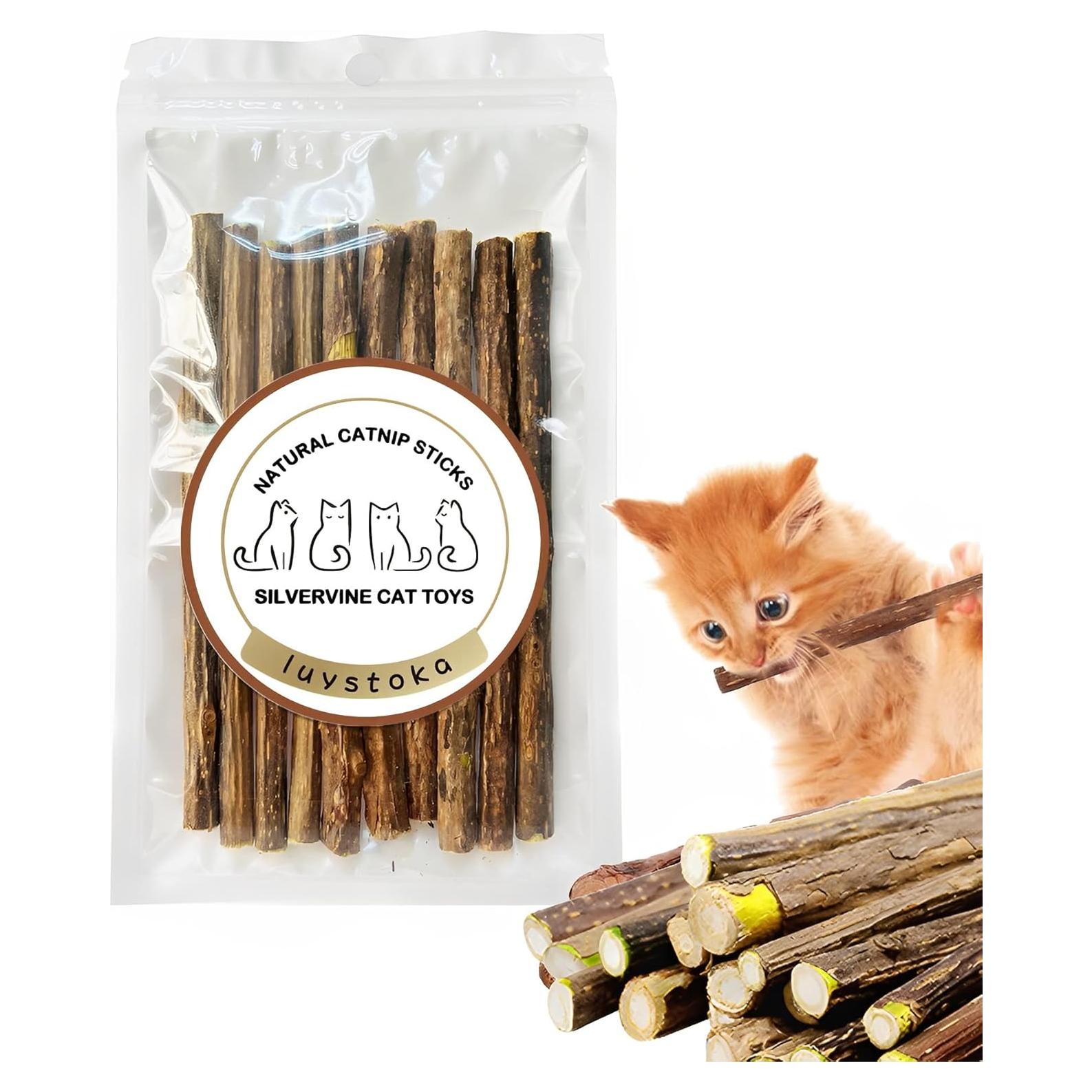 Juguetes para Gatos Luystoka - 10PCS Palitos de Silvervine