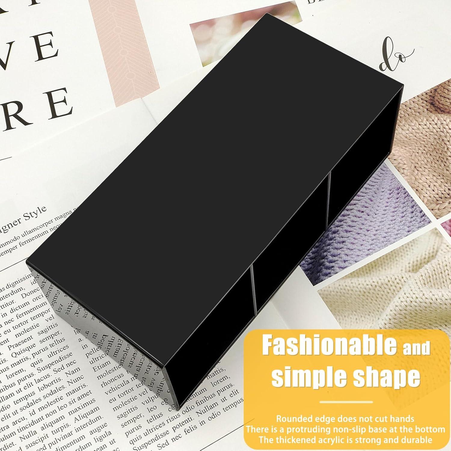 Organizador de Brochas de Maquillaje Cerpourt Negro Acrílico 3 Compartimentos