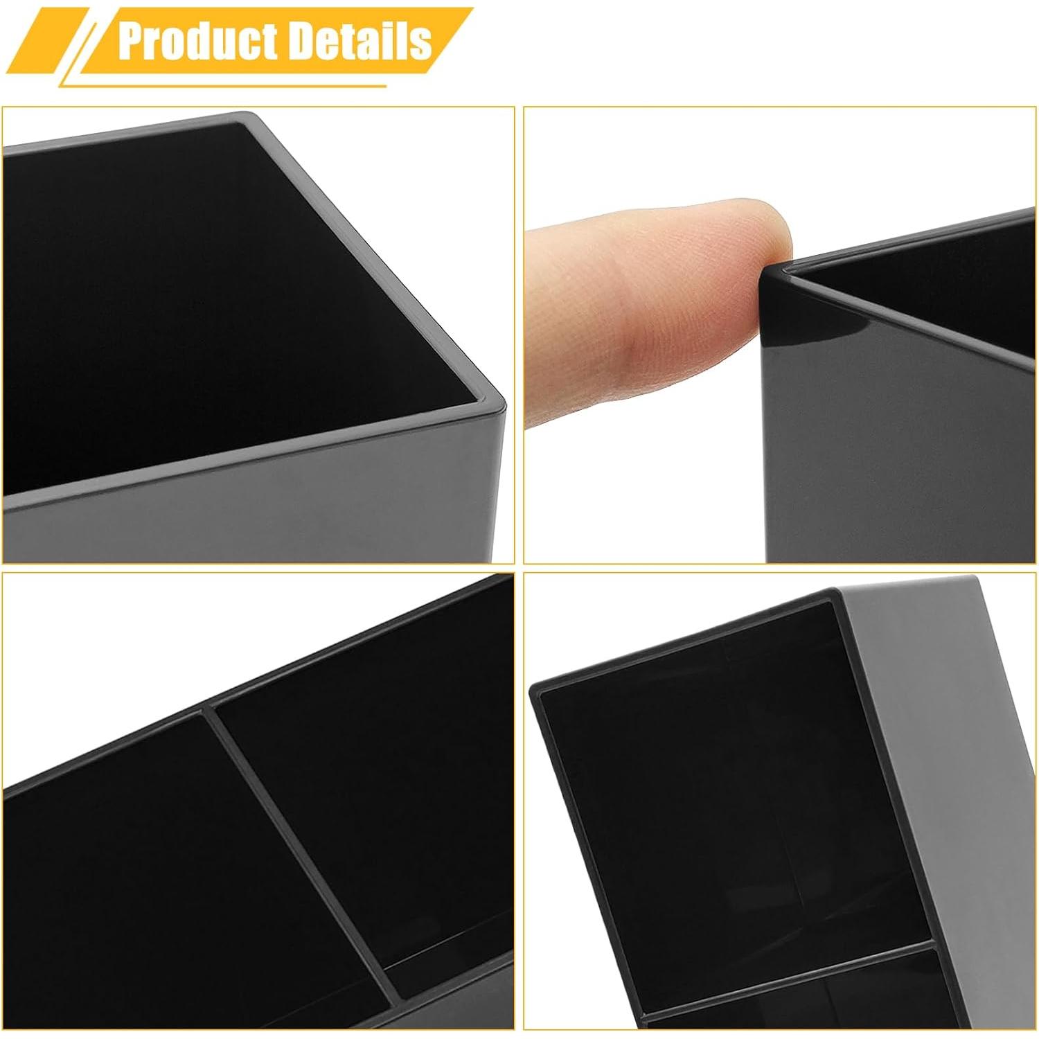 Organizador de Brochas de Maquillaje Cerpourt Negro Acrílico 3 Compartimentos