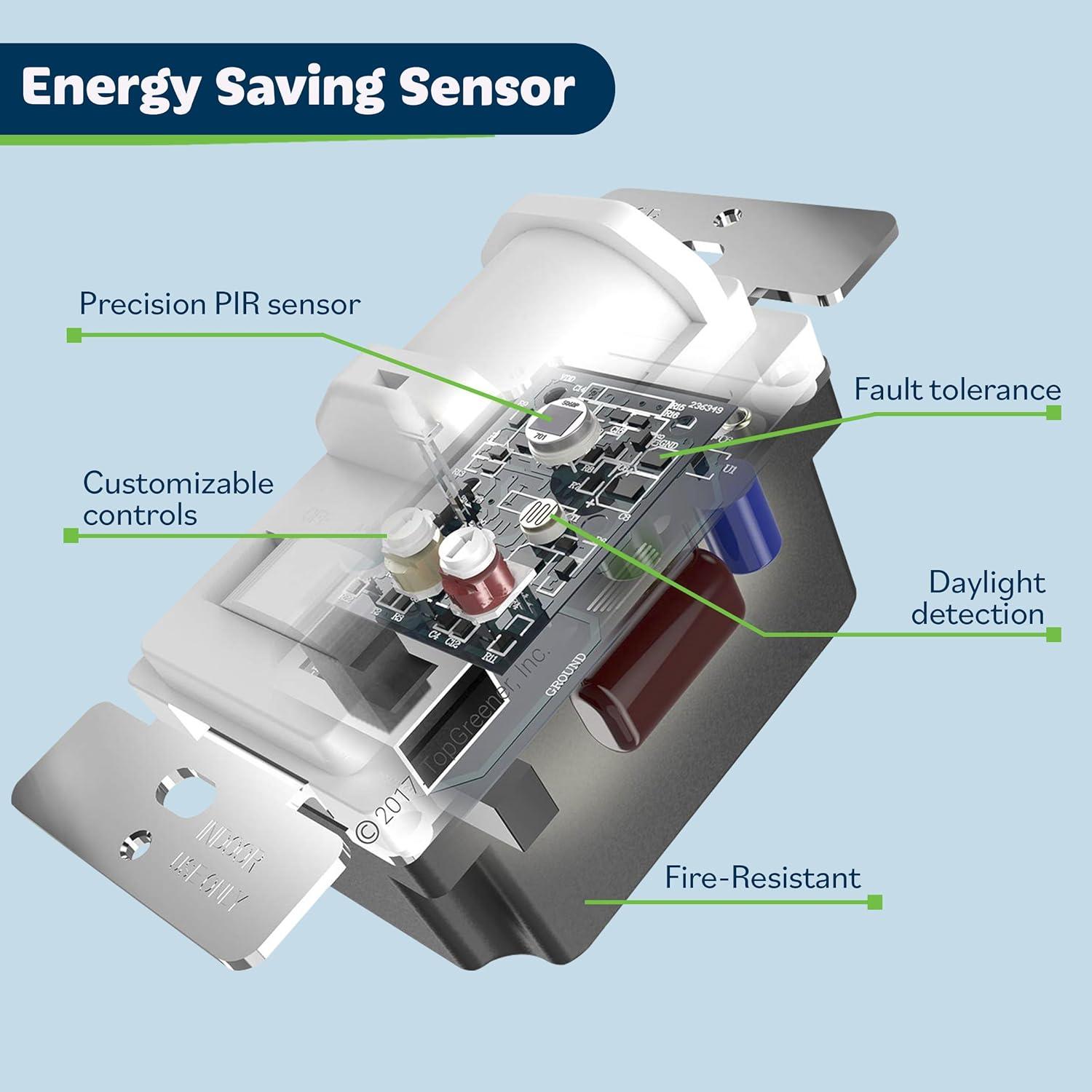 Interruptor de Luz con Sensor de Movimiento Top Greener TSOS5, 4 Paquete, Blanco