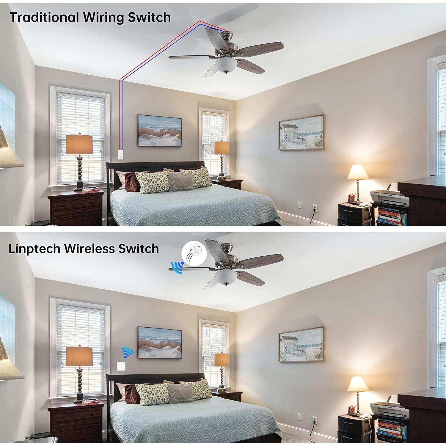 Interruptor de Luz Inalámbrico Autopropulsado Linptech K4R+R2