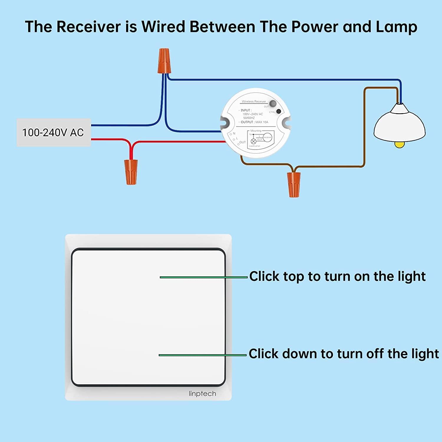 Interruptor de Luz Inalámbrico Autopropulsado Linptech K4R+R2