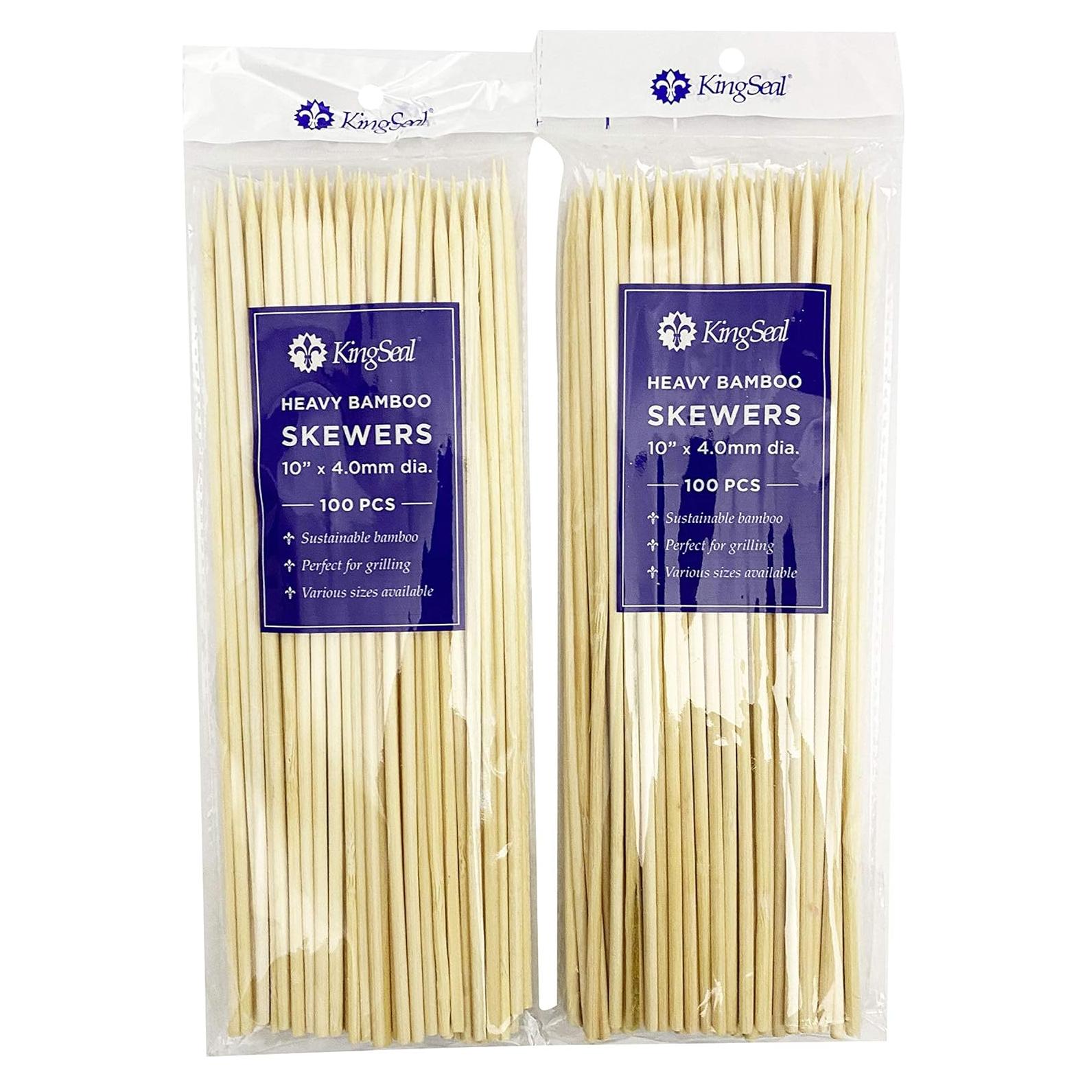 Pinchos de Bambú KingSeal para BBQ 25.4 cm - 200 Unidades