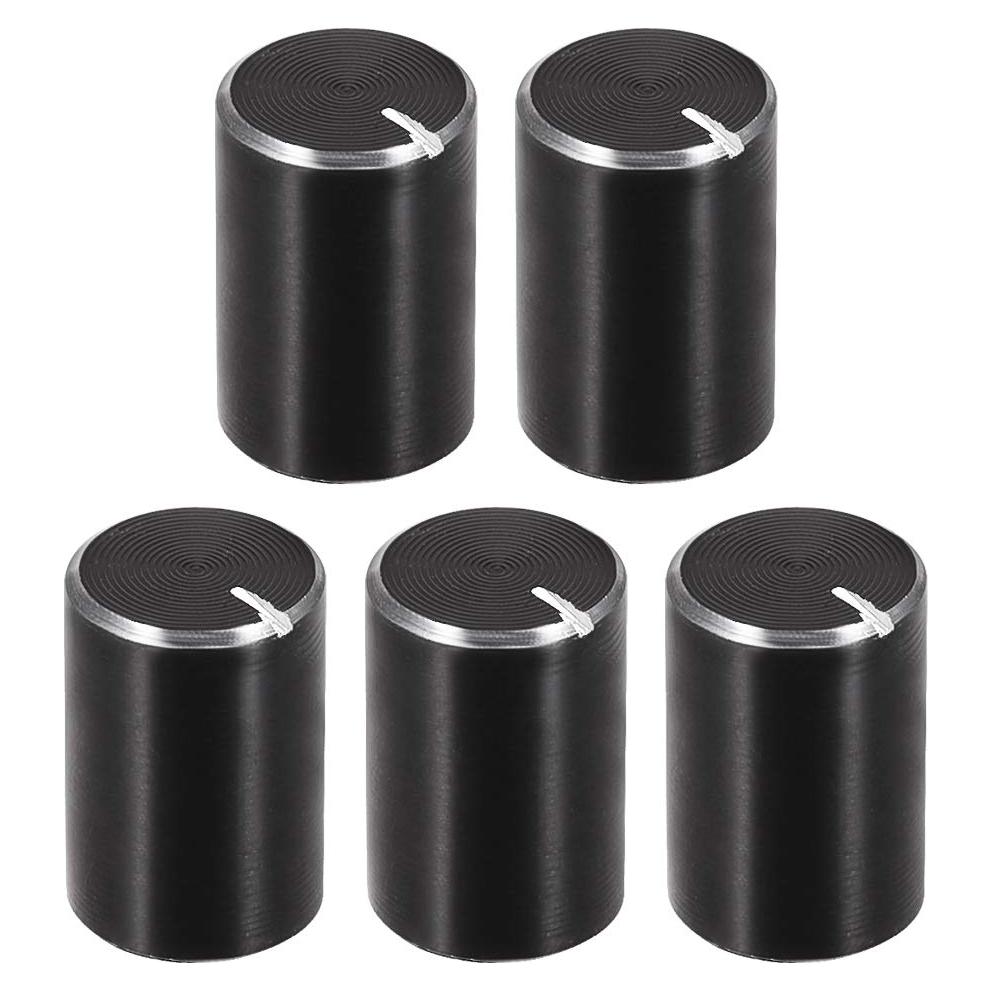 Perilla de Potenciómetro uxcell 10mmx15mm Aluminio Negro 5 Pcs