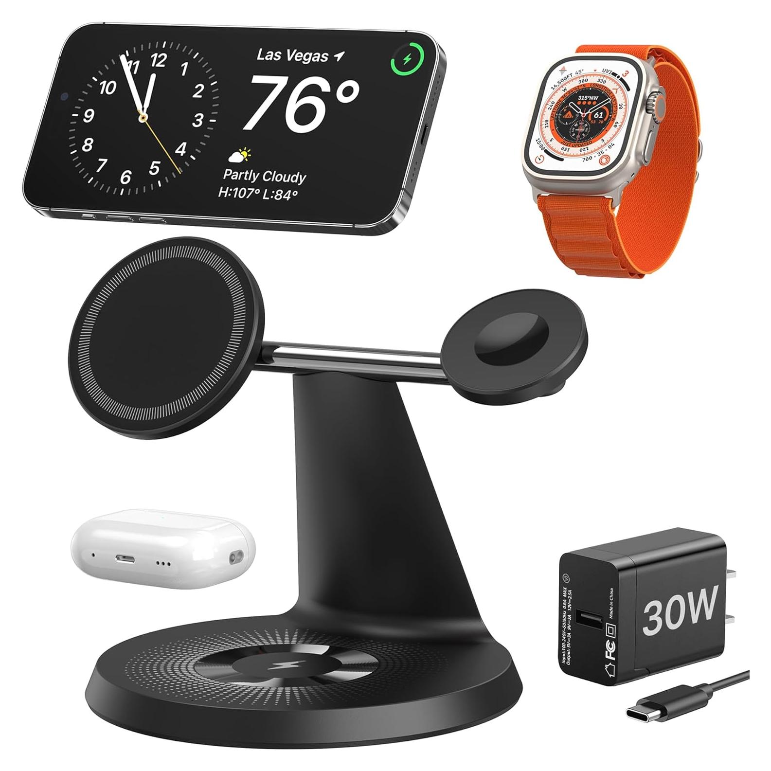 Estación de Carga 3 en 1 QTlier para iPhone, Apple Watch y AirPods