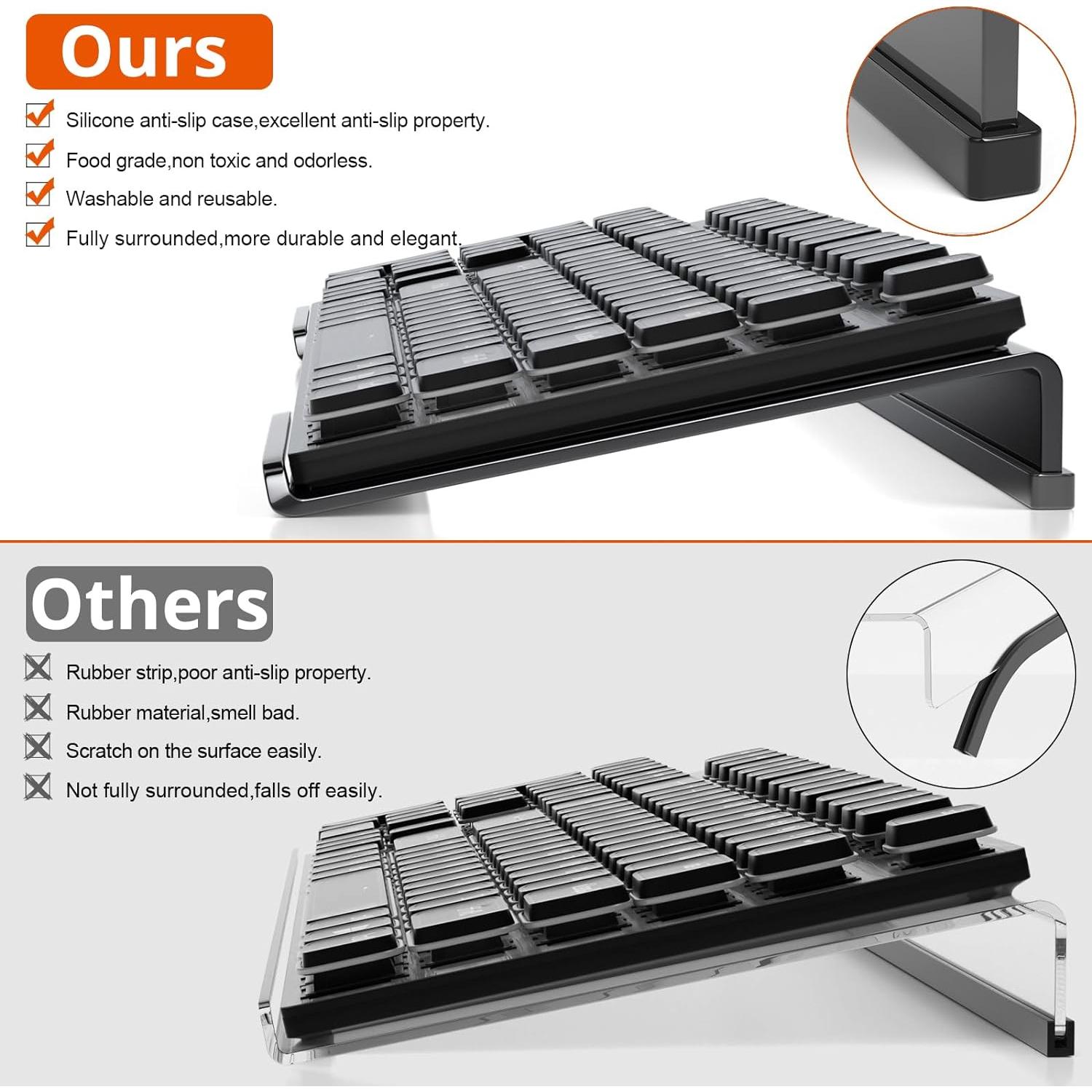 Soporte Ergonómico para Teclado Richboom Acrílico Negro 43.2x14 cm