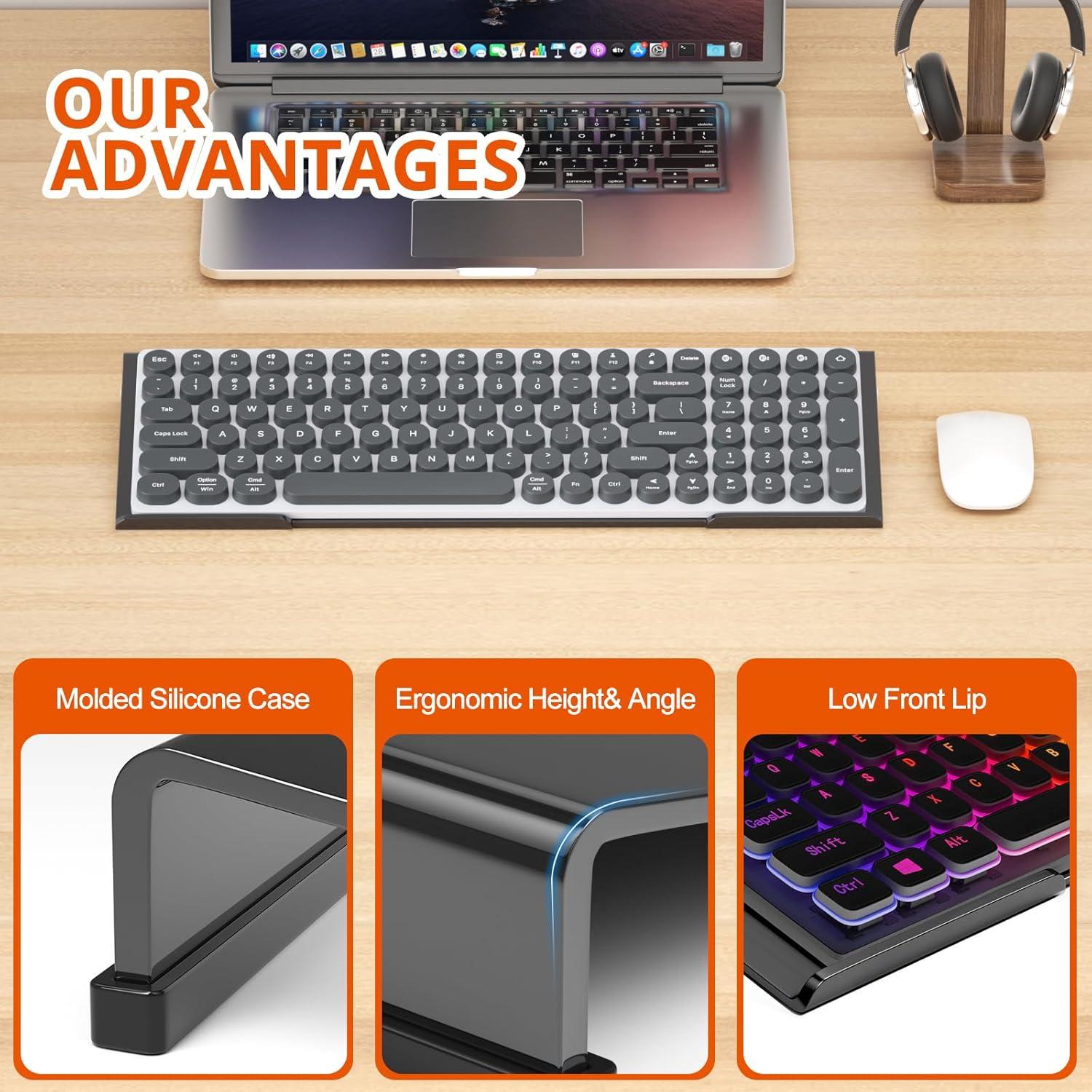 Soporte Ergonómico para Teclado Richboom Acrílico Negro 43.2x14 cm