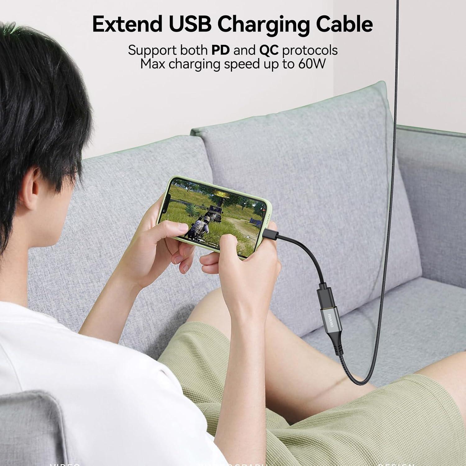 Cable de Extensión USB 0.91m FEMORO 2P 5Gbps Carga 66W