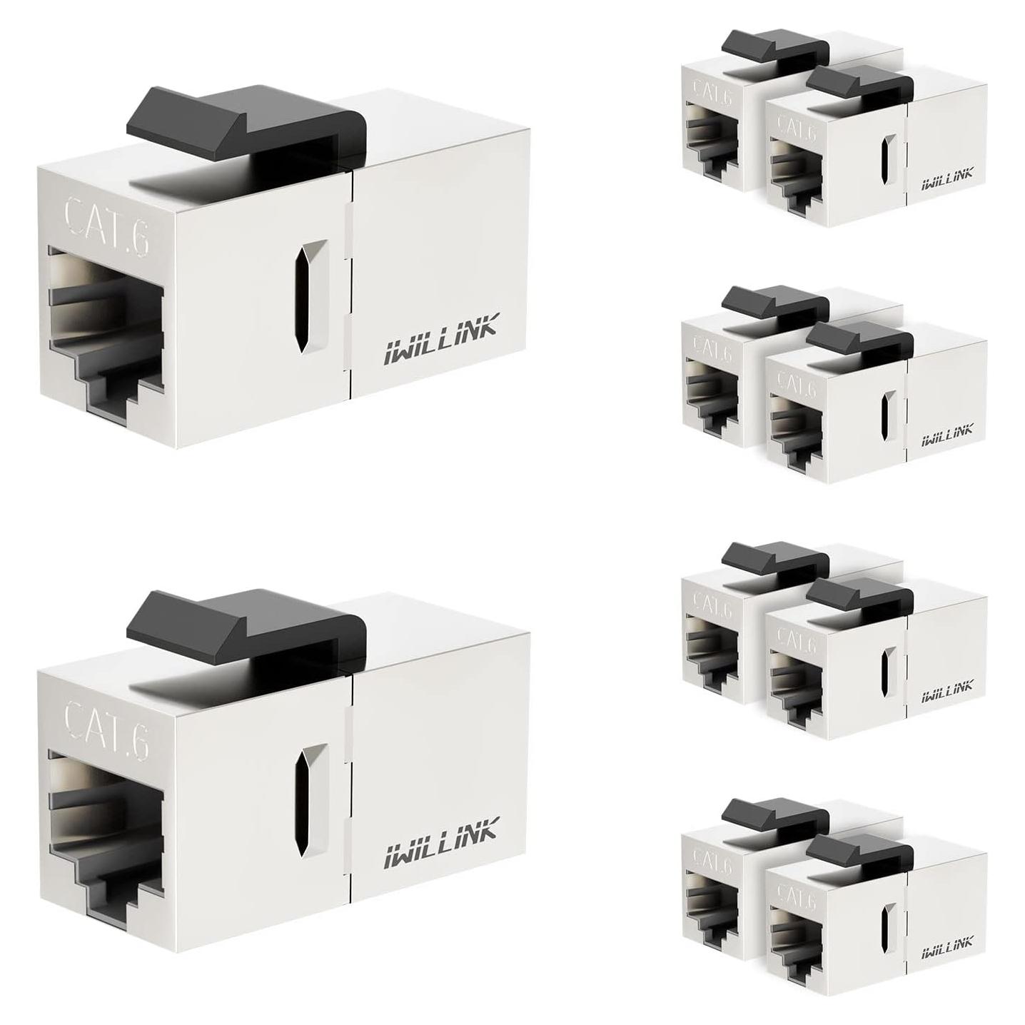 Acoplador Ethernet RJ45 Cat6 Iwillink Blindado 10 Unidades