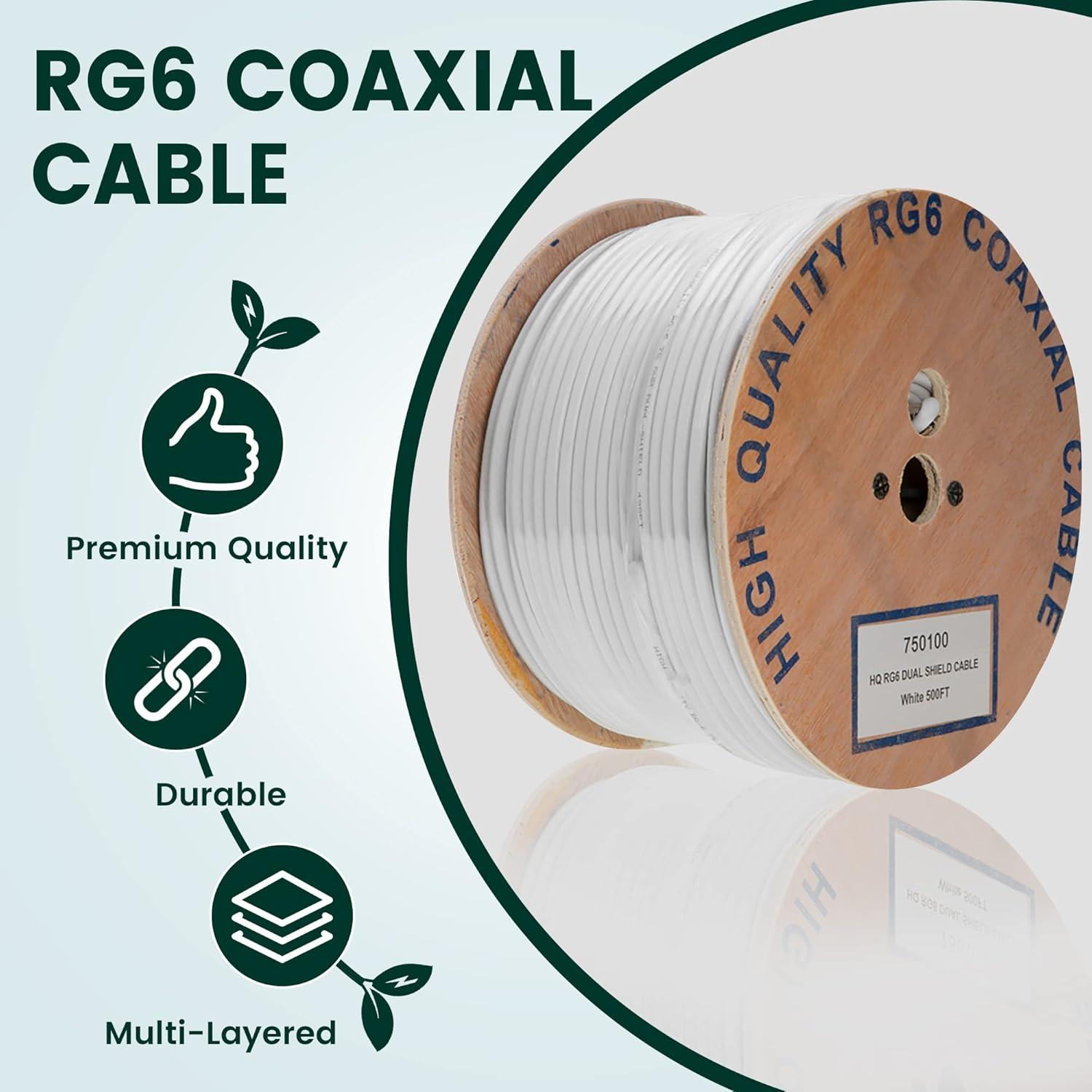 Cable Coaxial RG6 Doble Blindaje 152.4m Cables Direct Online